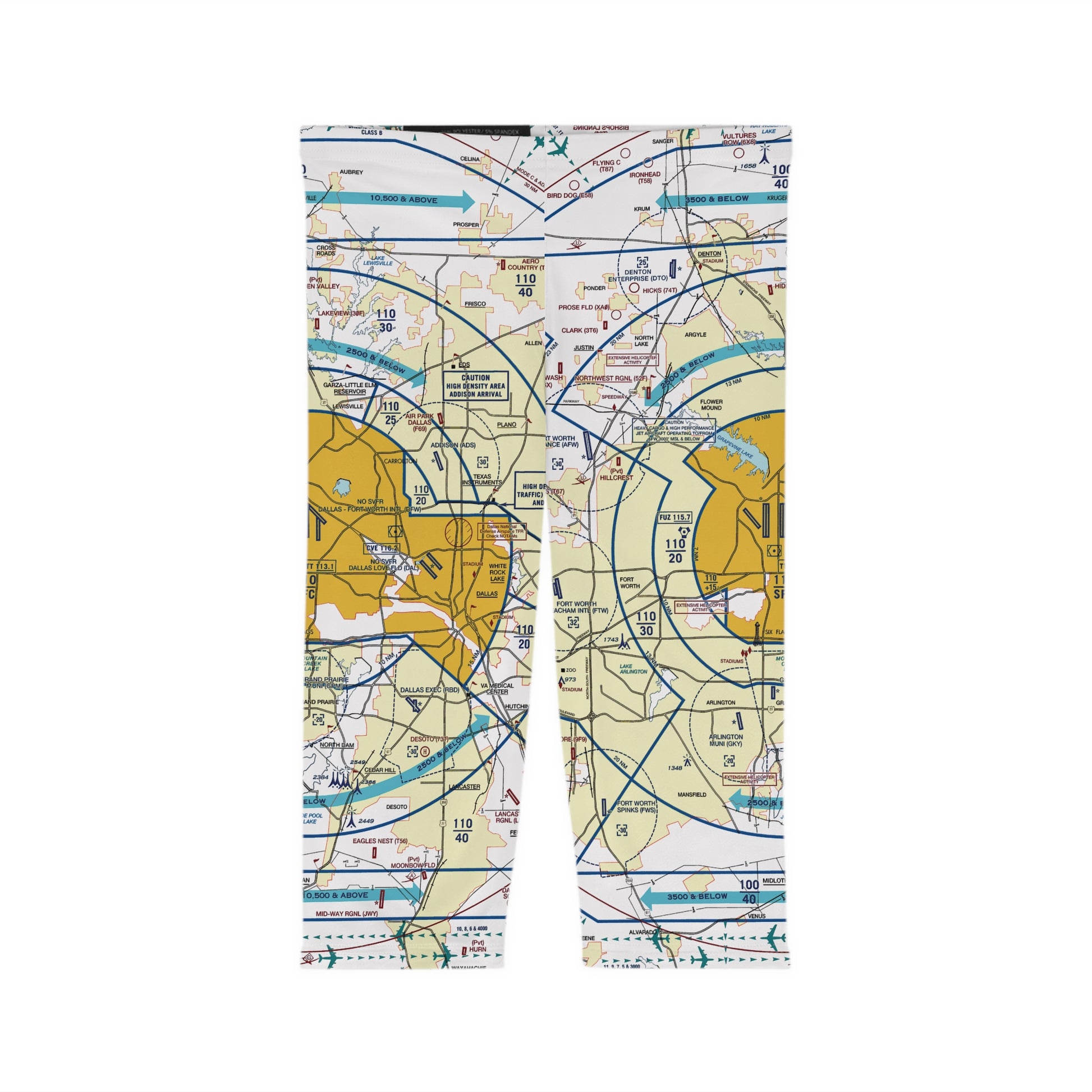 Dallas - Ft. Worth Flyway Chart capri leggings