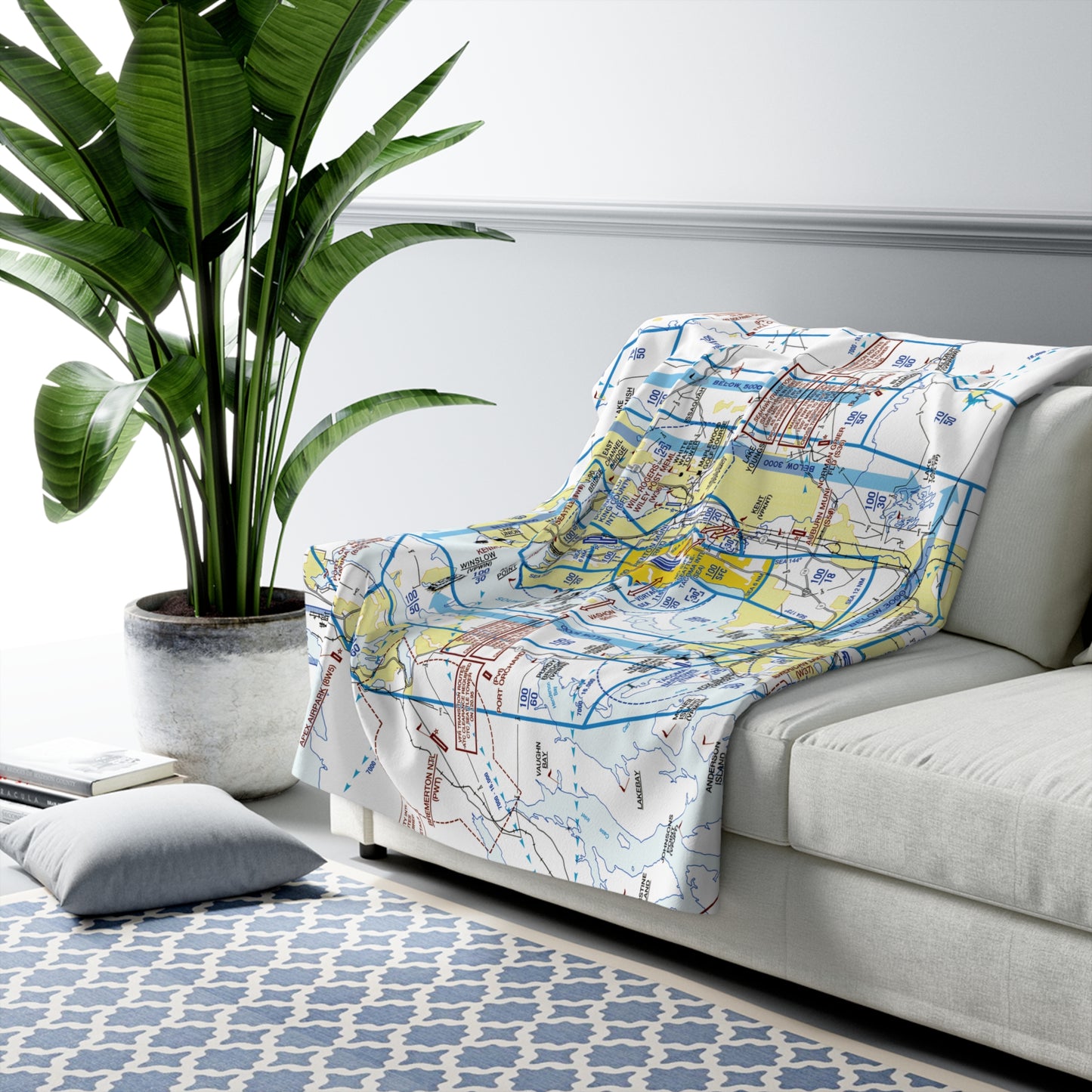 Seattle Flyway Chart sherpa fleece blanket