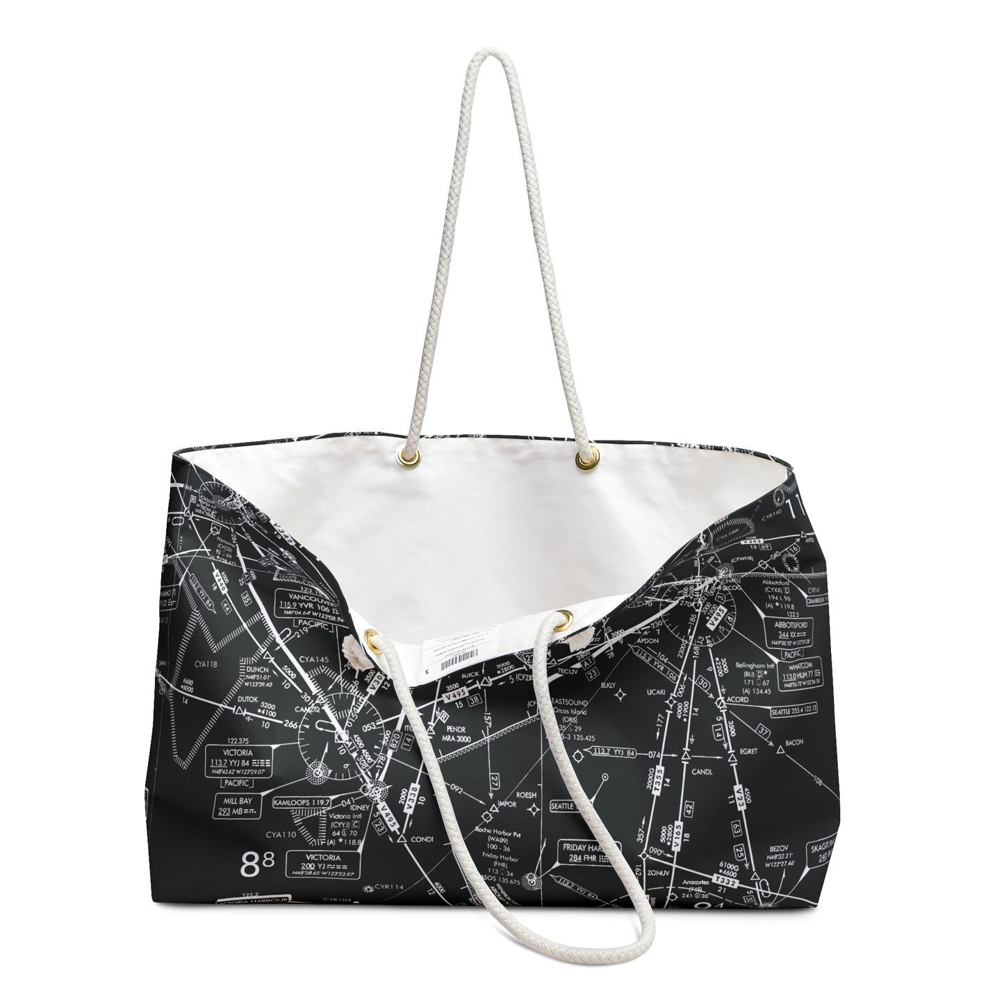 Aeronautical Chart weekender tote bag (ELUS1/b&w)