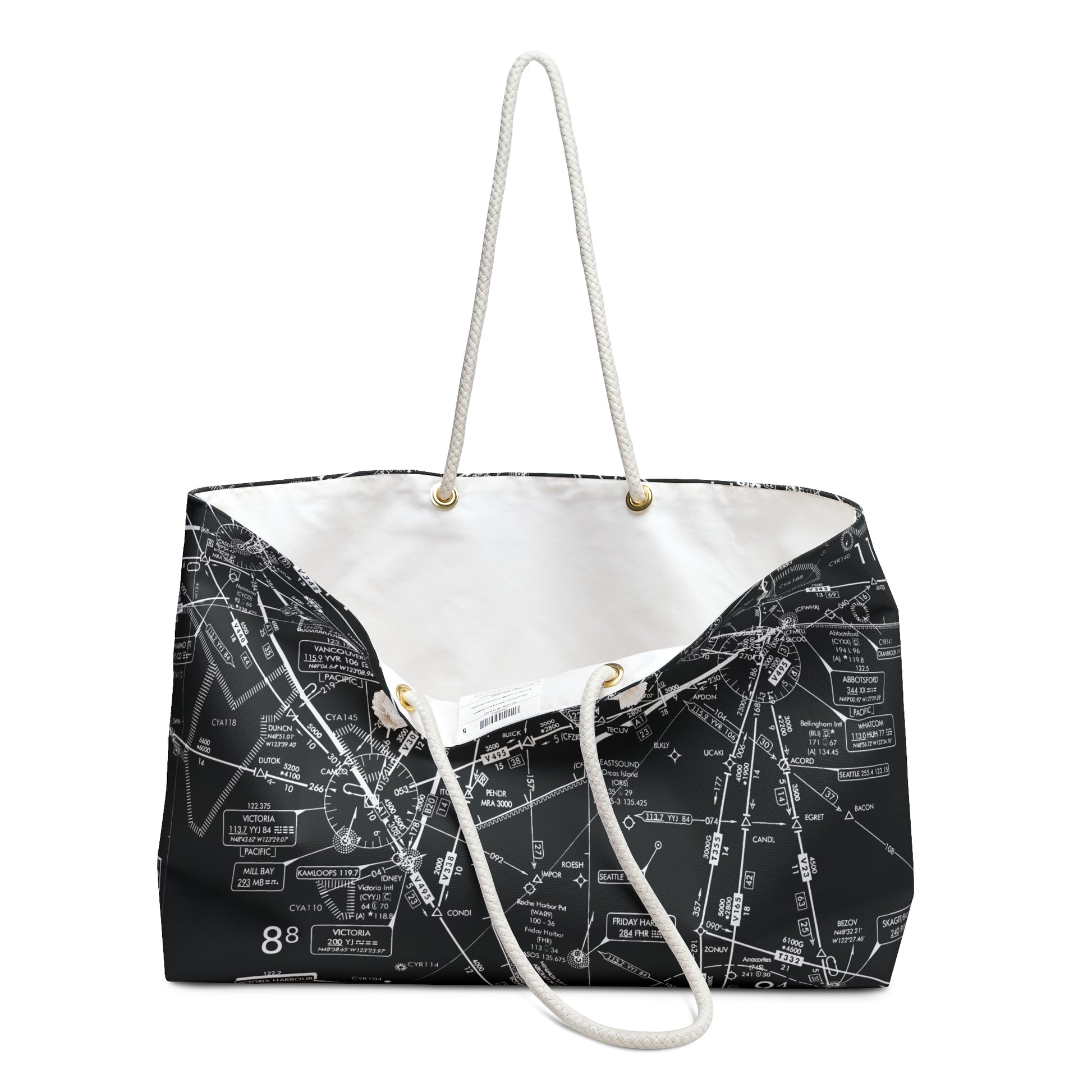 Aeronautical Chart weekender tote bag (ELUS1/b&w)