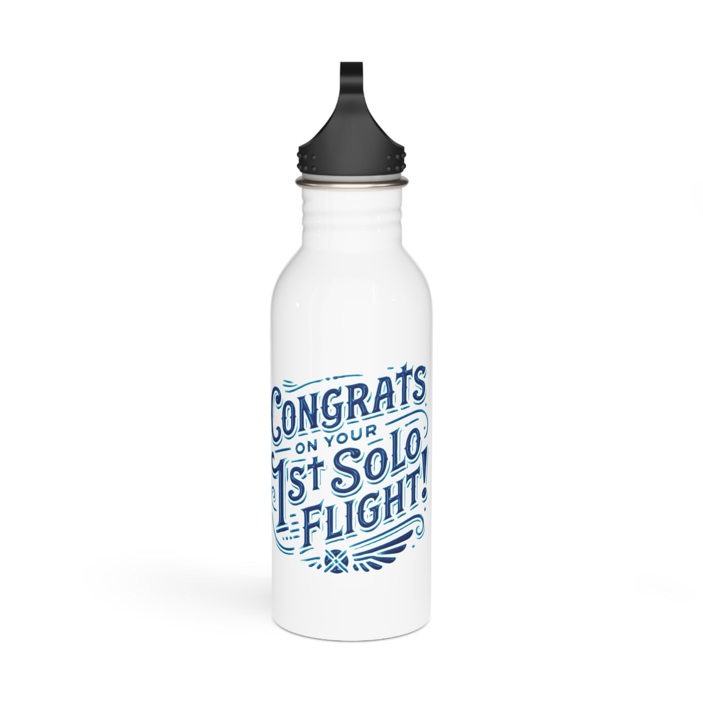 Congrats on your 1st Solo Flight! 20 oz. stainless steel water bottle (v1. blue)