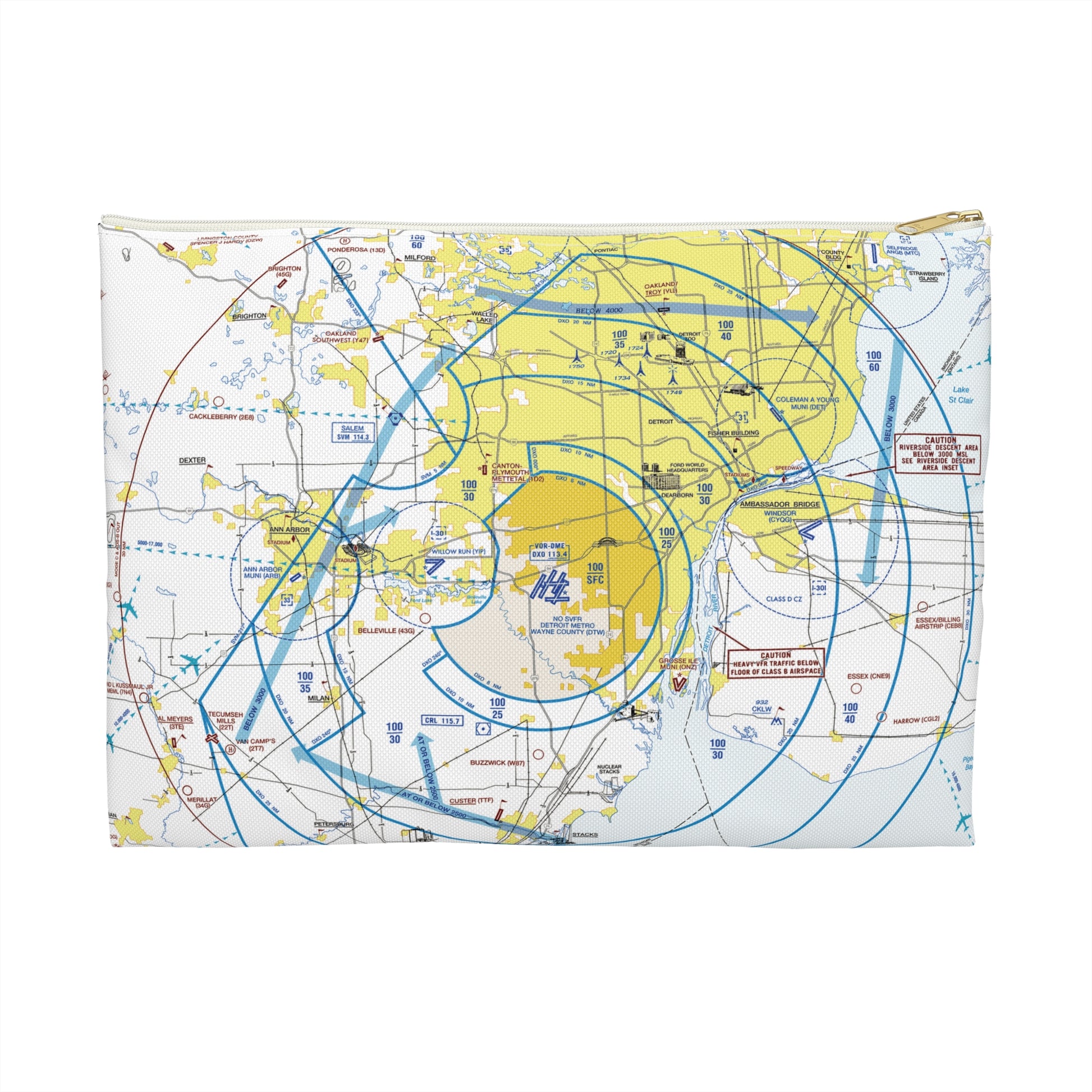 Detroit Flyway Chart Accessory Pouch