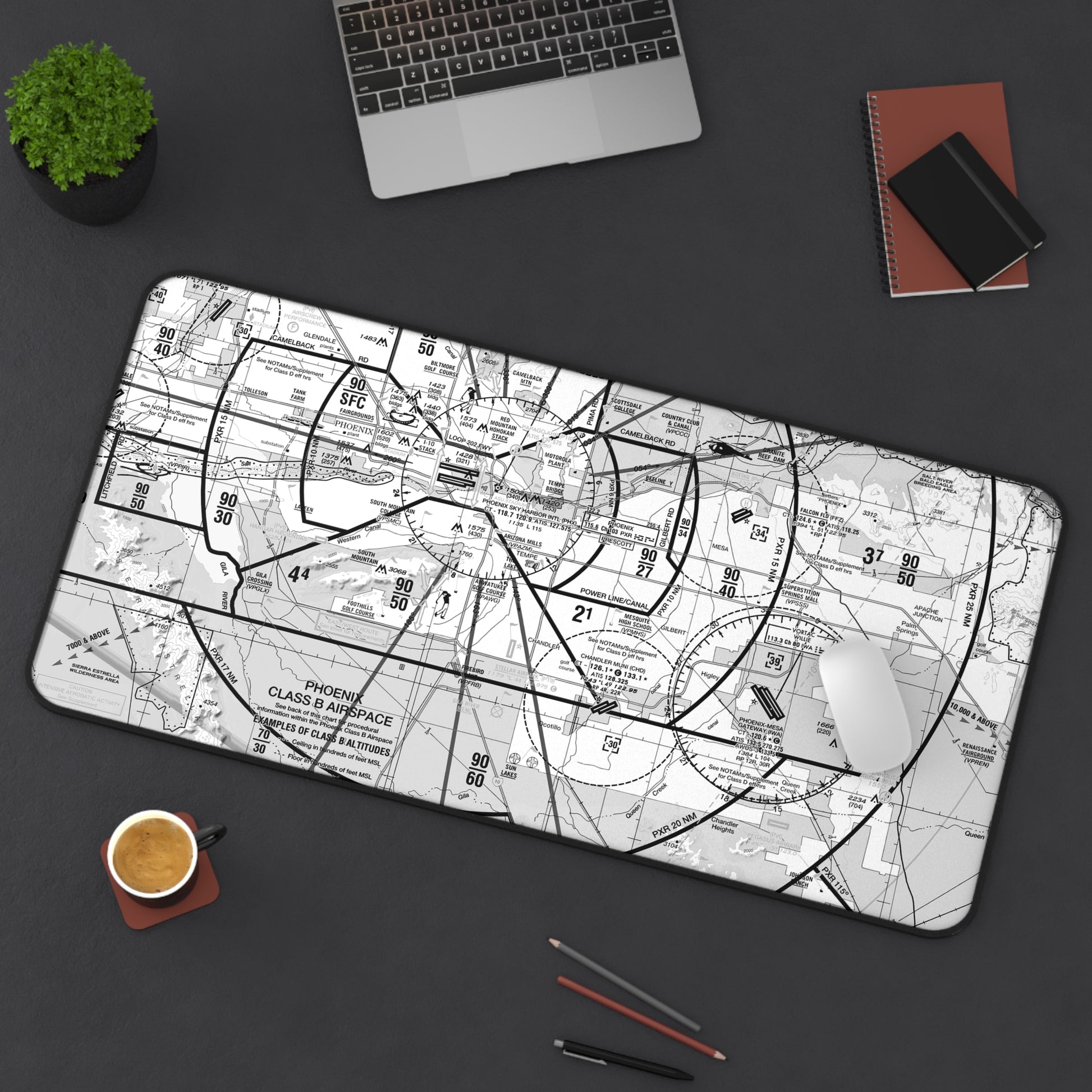 Phoenix Sky Harbor TAC Chart desk mat (b&w)