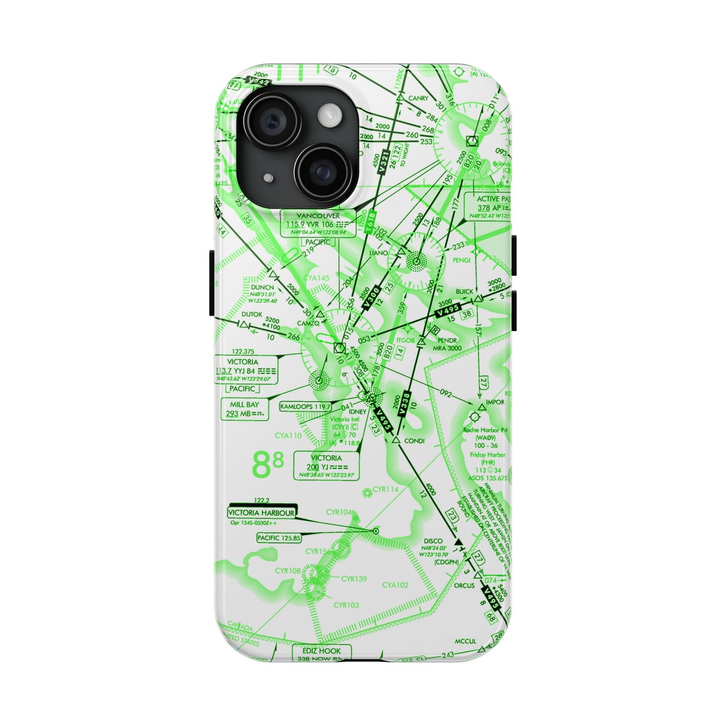 Enroute Low Altitude Chart (ELUS1) tough phone cases (green&white)