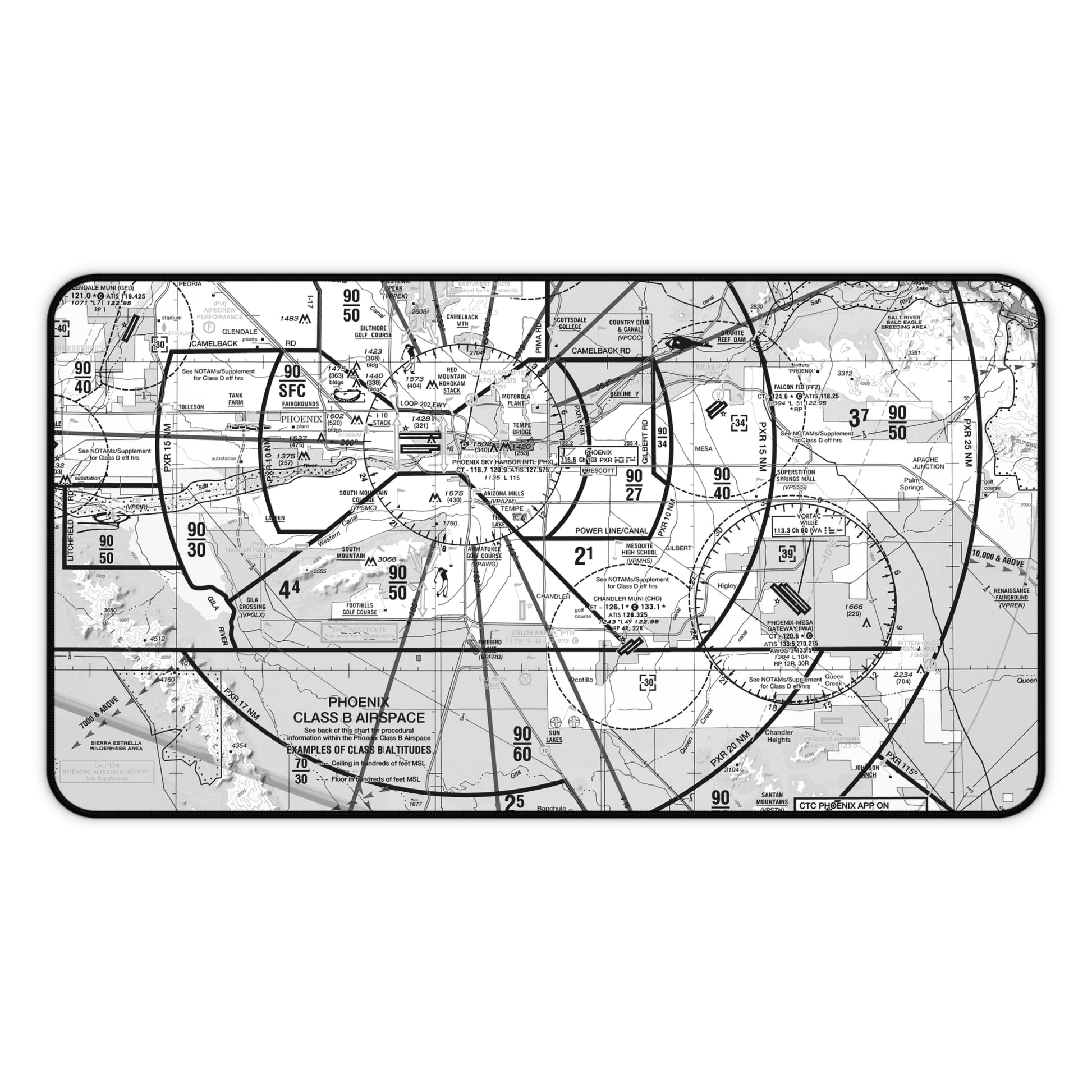 Phoenix Sky Harbor TAC Chart desk mat (b&w)