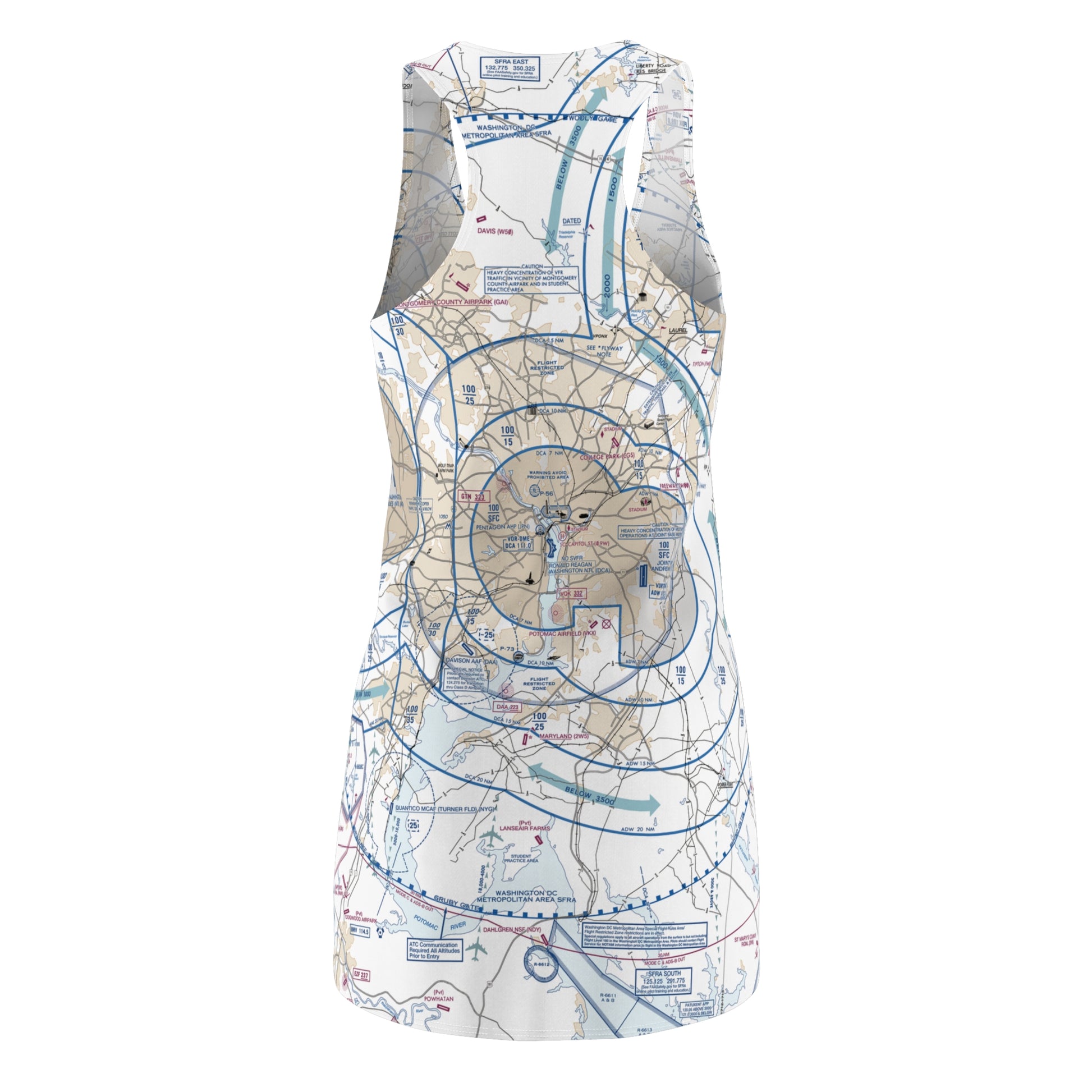 Baltimore-Washington Flyway Chart racerback dress