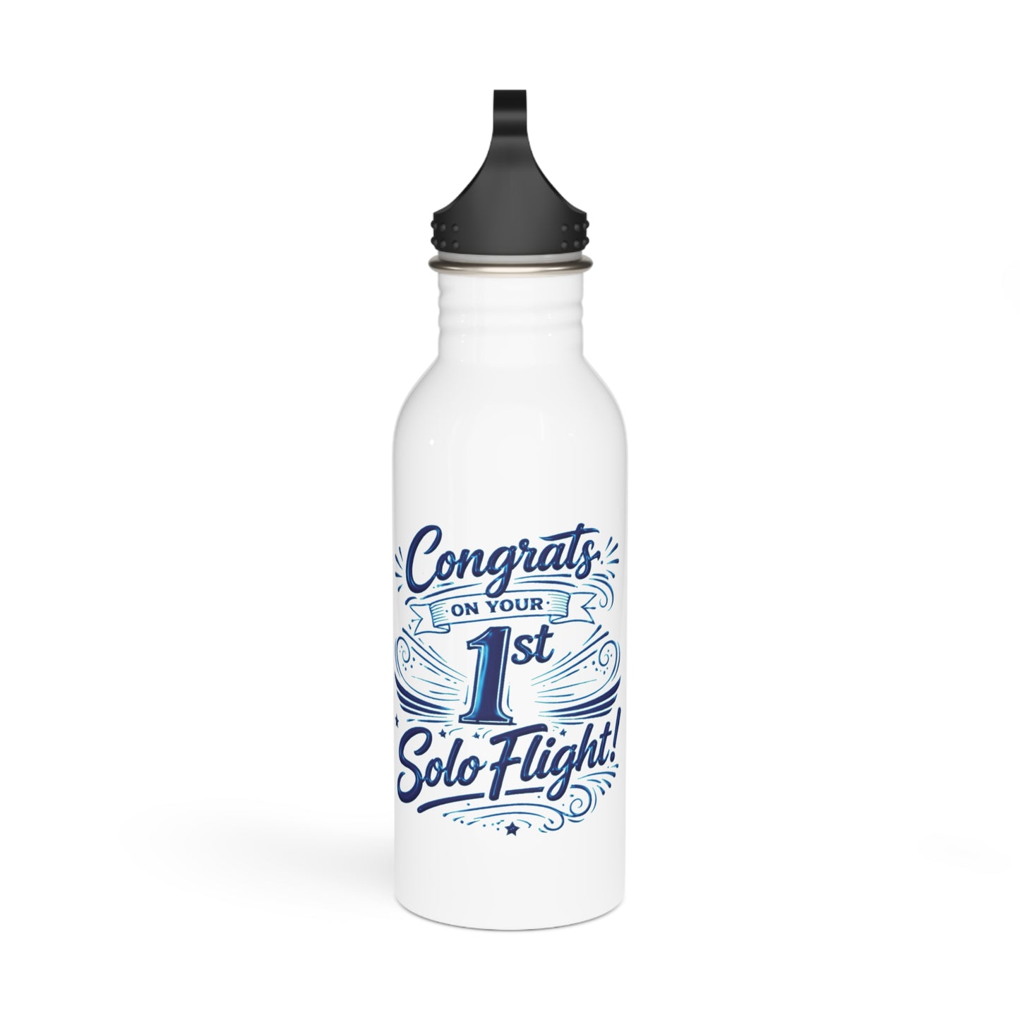 Congrats on your 1st Solo Flight! 20 oz. stainless steel water bottle (v3. blue)