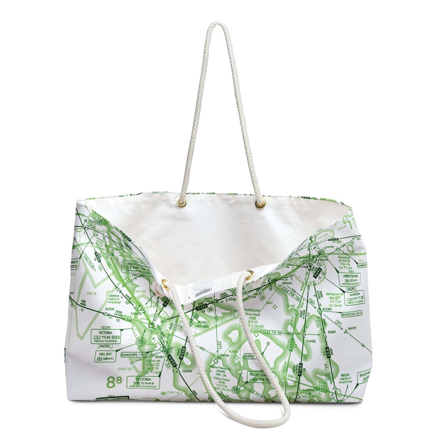 Aeronautical Chart weekender tote bag (ELUS1/green&white)
