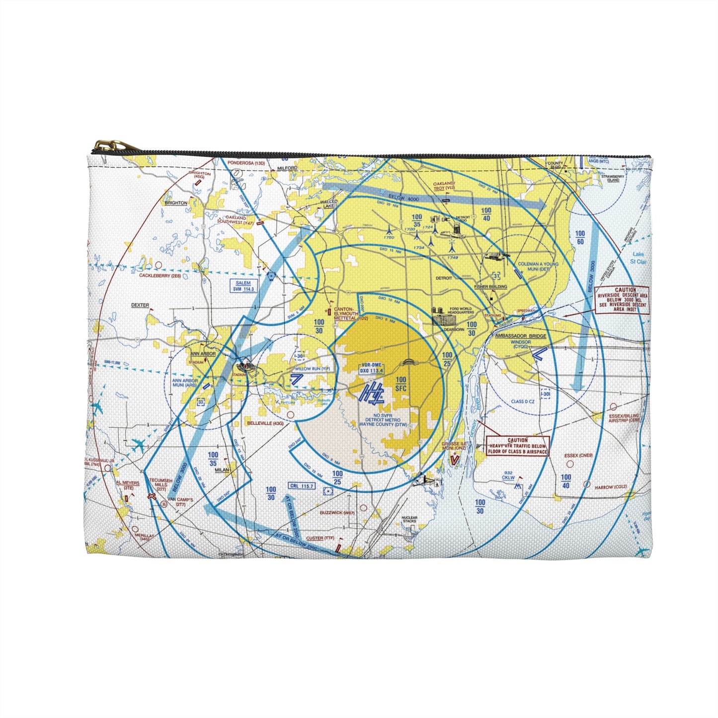 Detroit Flyway Chart Accessory Pouch