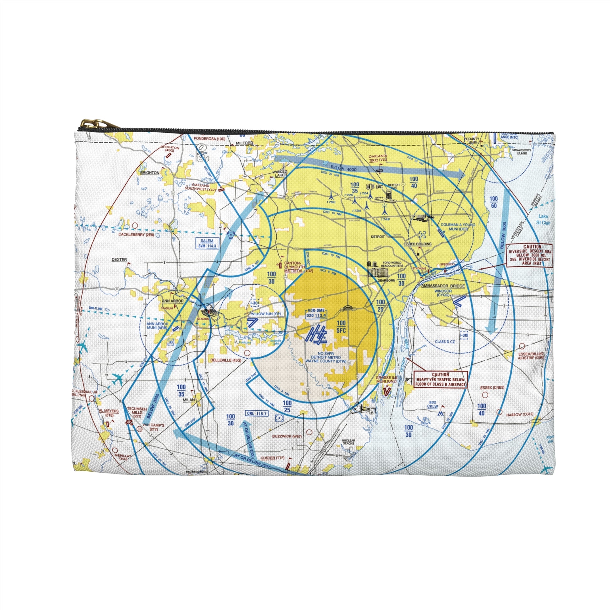 Detroit Flyway Chart Accessory Pouch