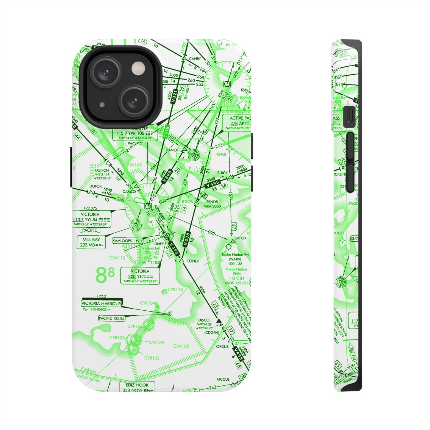 Enroute Low Altitude Chart (ELUS1) tough phone cases (green&white)