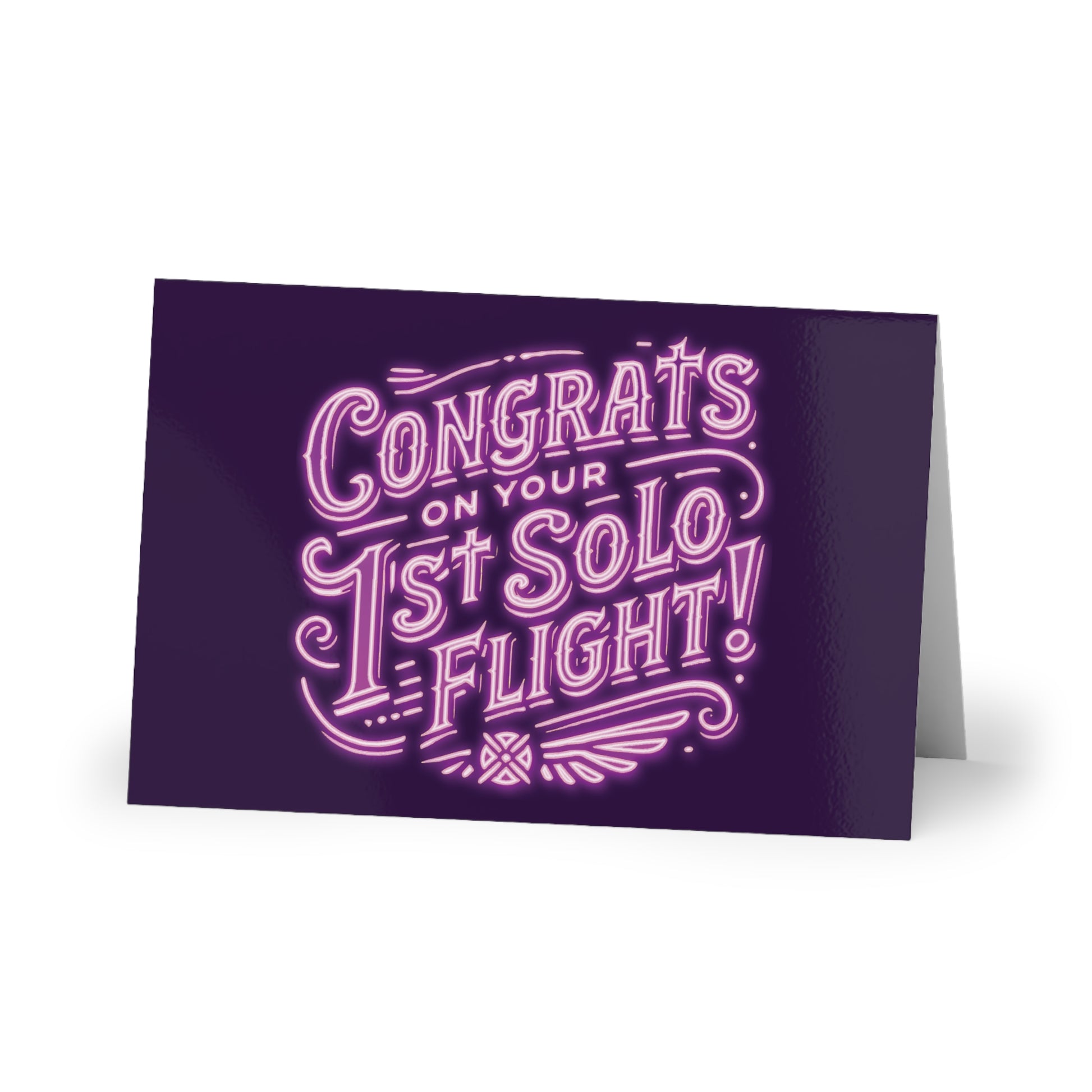 Congrats on your 1st Solo Flight! pack of 10 postcards (neon pink)