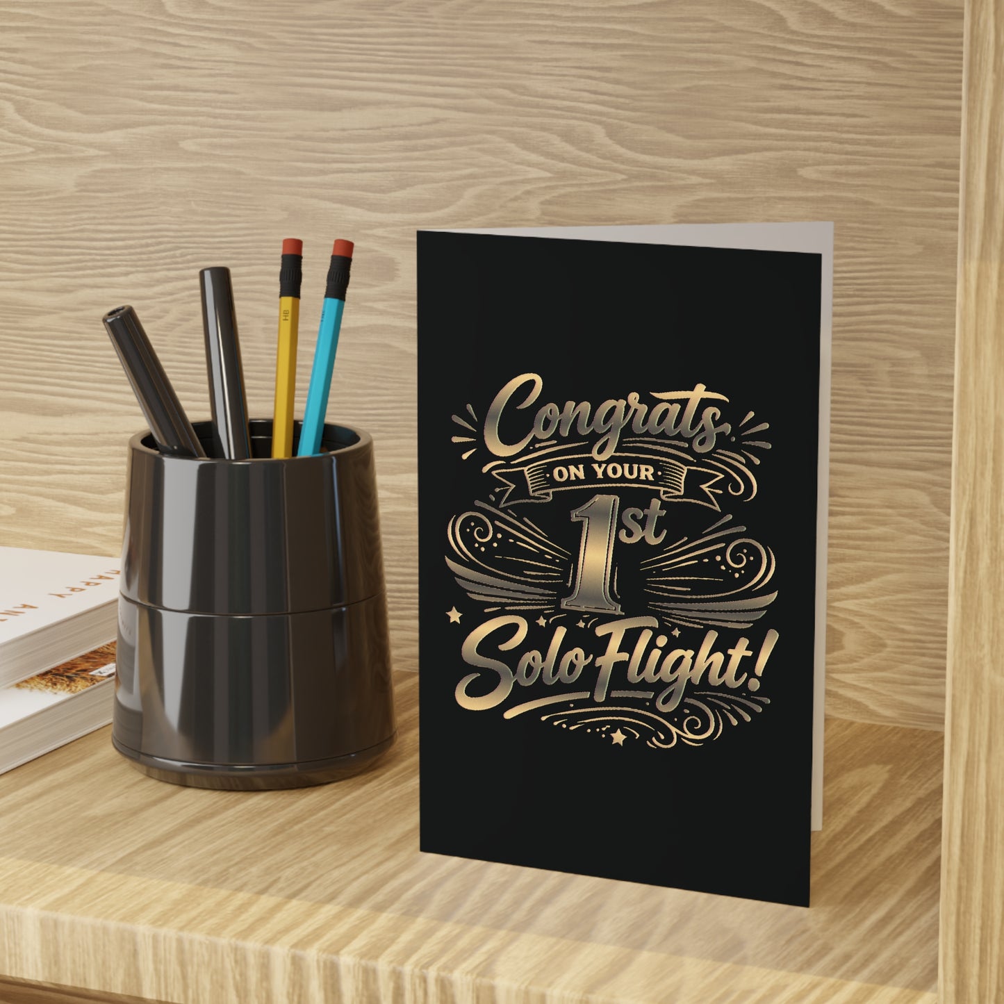 Congrats on your 1st Solo Flight! pack of 10 postcards (v3. gold)