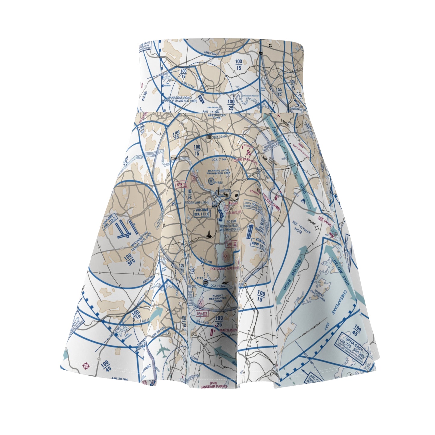 Baltimore-Washington Flyway Chart skater skirt