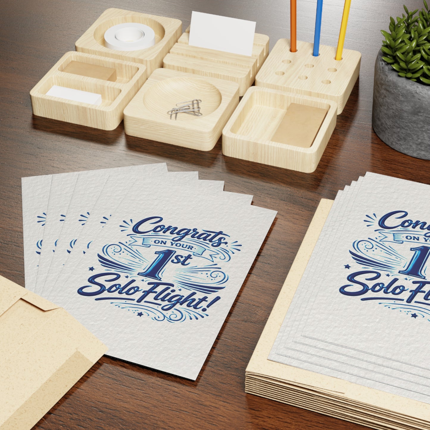 Congrats on your 1st Solo Flight! pack of 10 postcards (v3. blue)