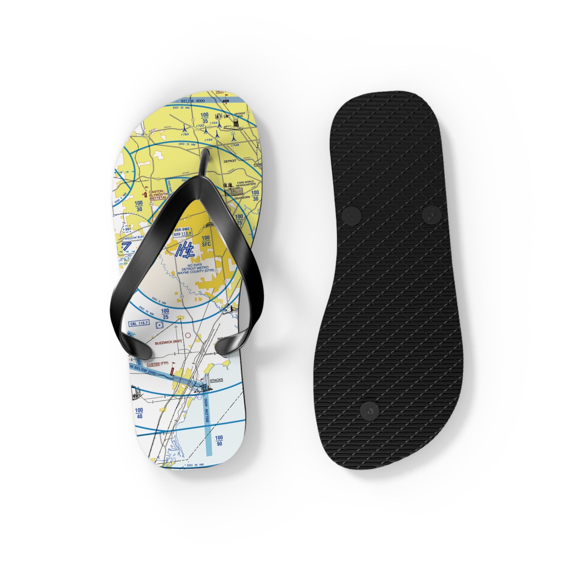 Aeronautical Chart Flip-Flops (DTW Flyway Chart)