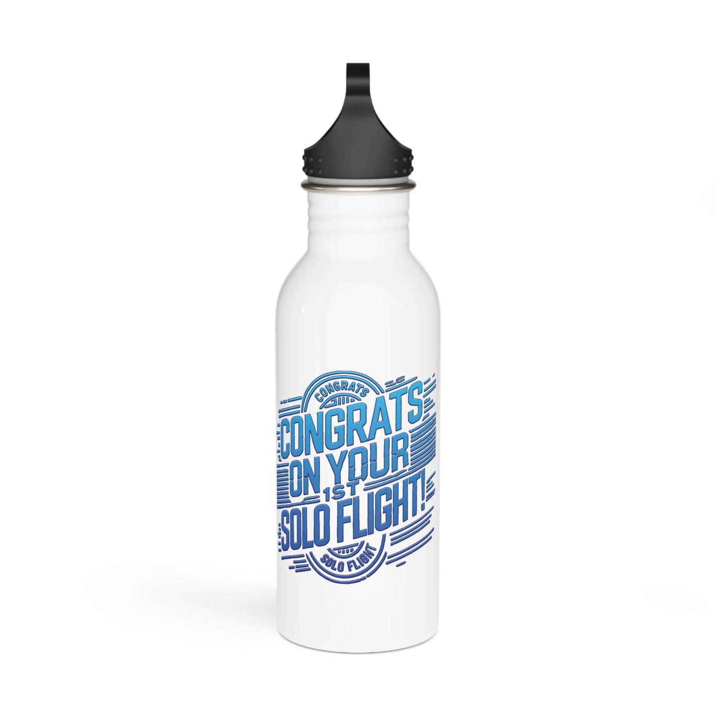Congrats on your 1st Solo Flight! 20 oz. stainless steel water bottle (v2. blue)