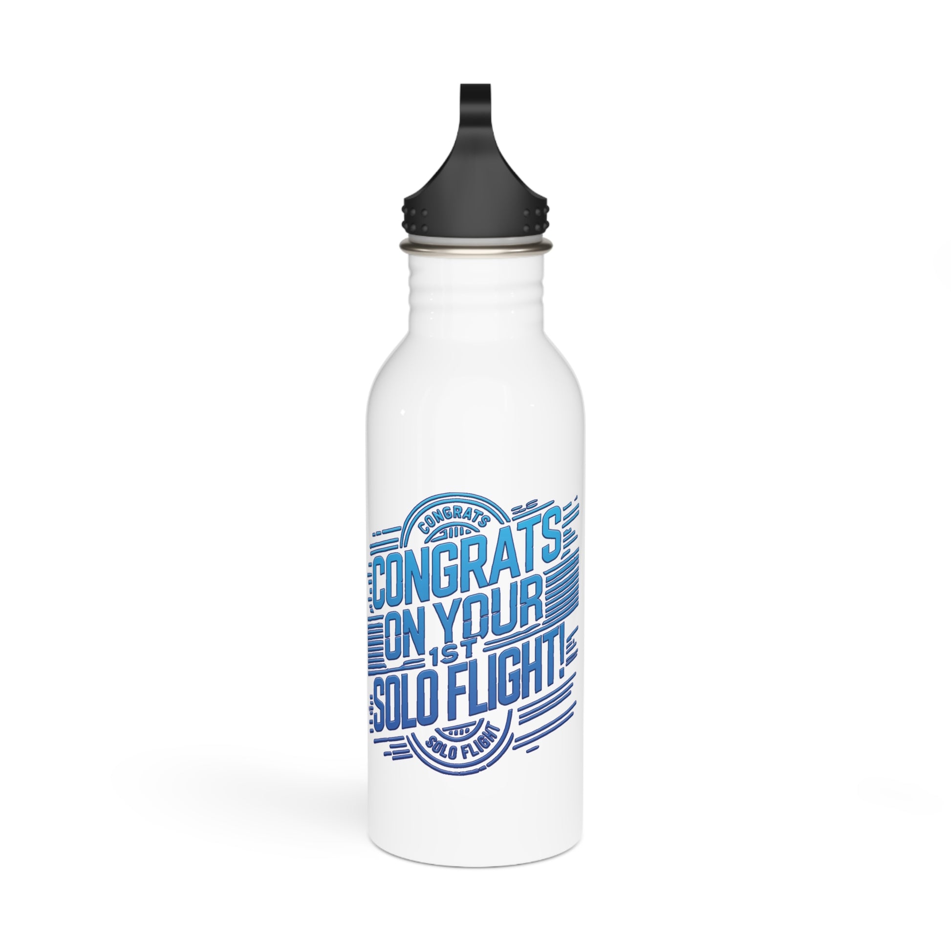 Congrats on your 1st Solo Flight! 20 oz. stainless steel water bottle (v2. blue)