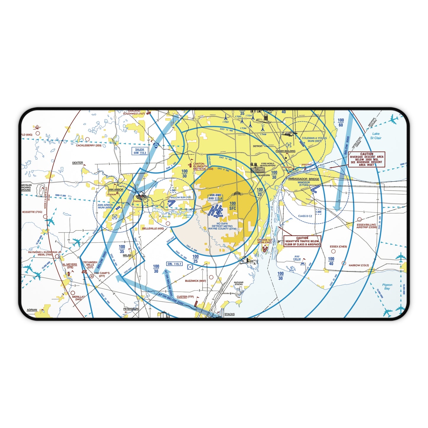 Detroit Flyway Chart desk mat