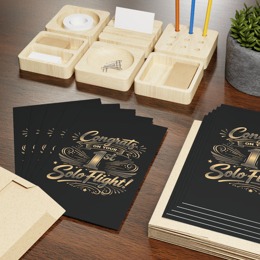 Congrats on your 1st Solo Flight! pack of 10 postcards (v3. gold)