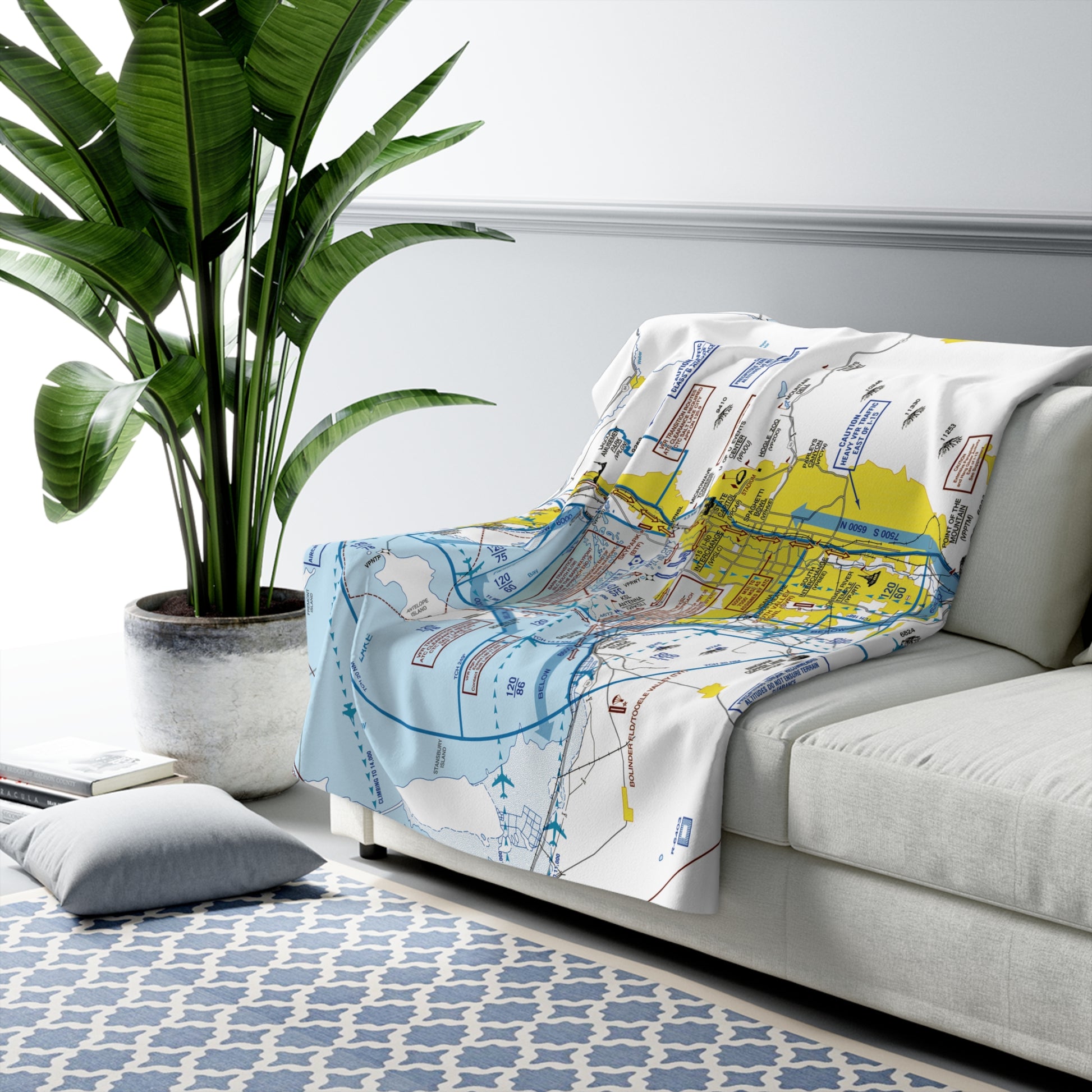Salt Lake City Flyway Chart sherpa fleece blanket