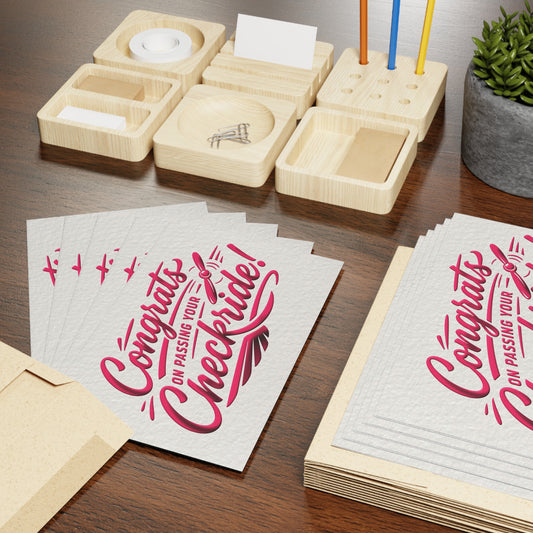 Congrats on passing your checkride! pack of 10 postcards (v4. pink)