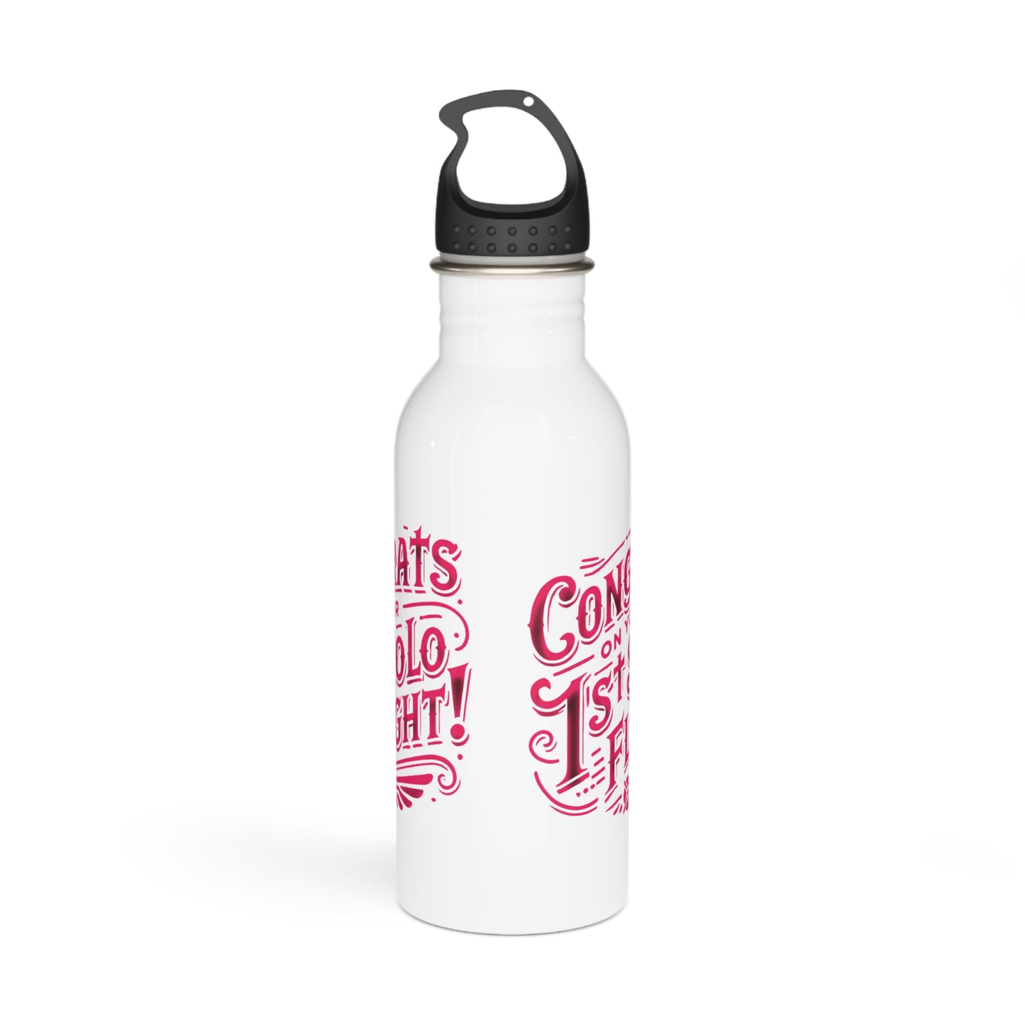 Congrats on your 1st Solo Flight! 20 oz. stainless steel water bottle (v1. pink)