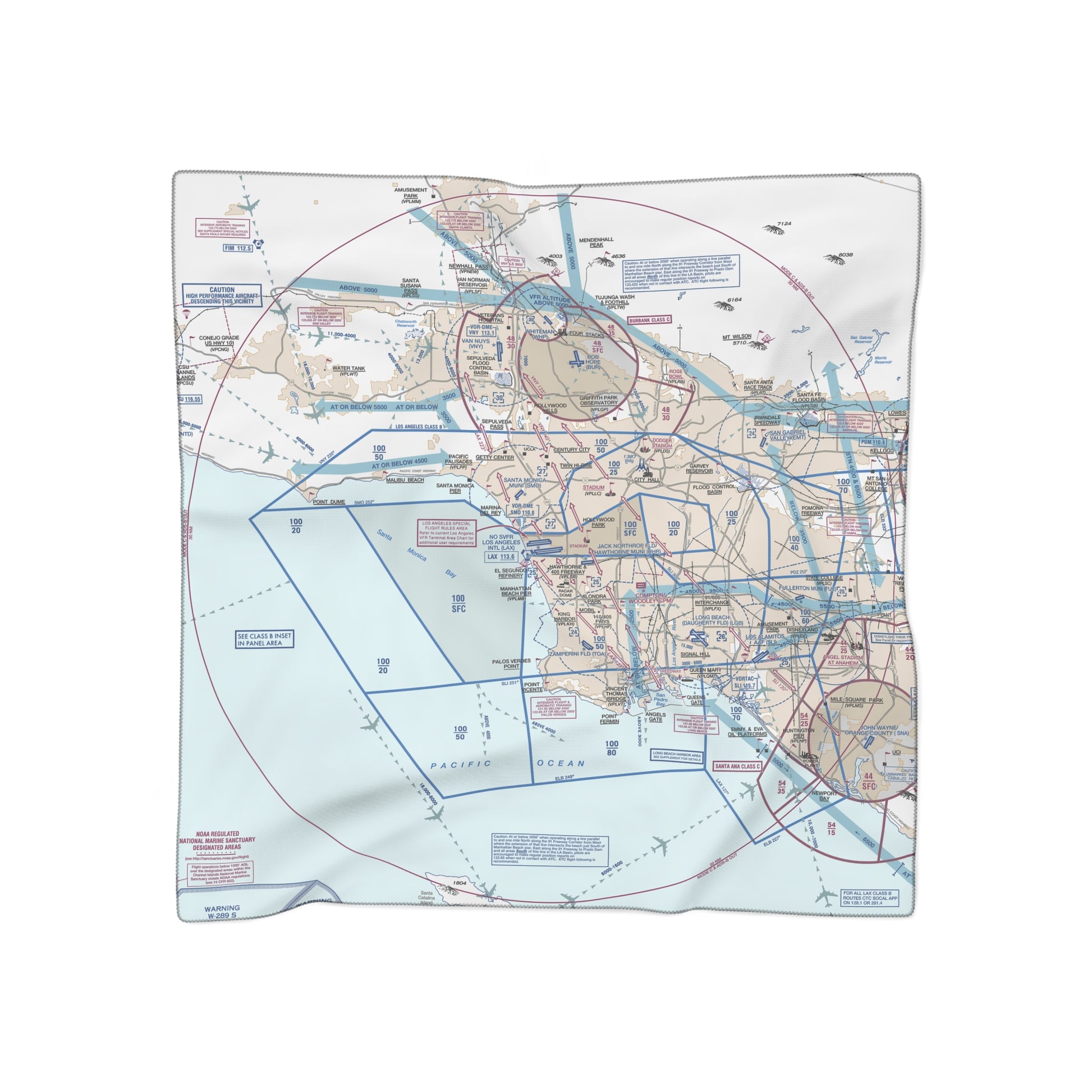 Los Angeles Flyway Chart poly scarf