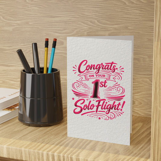 Congrats on your 1st Solo Flight! pack of 10 postcards (v3. pink)