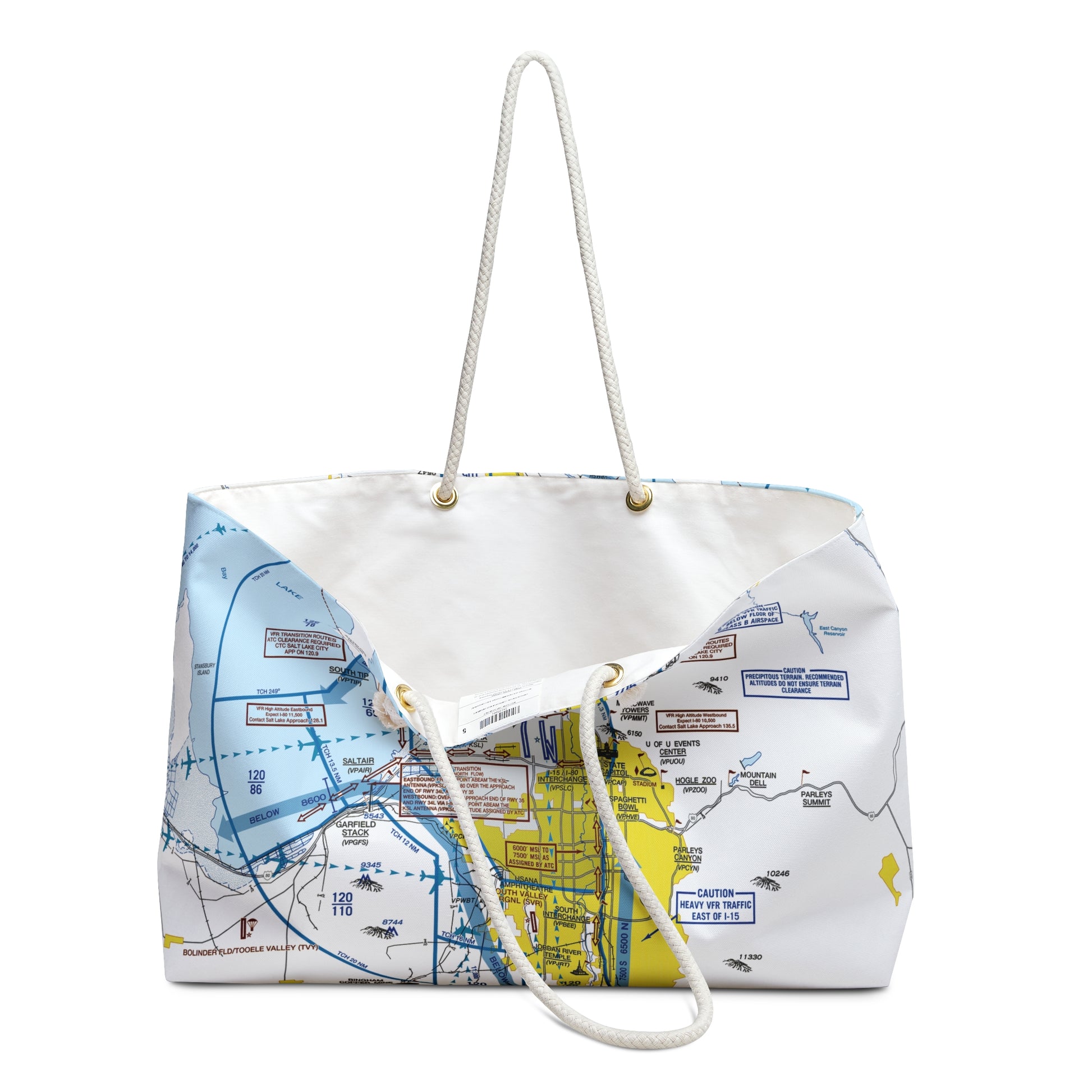 Aeronautical Chart weekender tote bag (KSLC Flyway Chart)