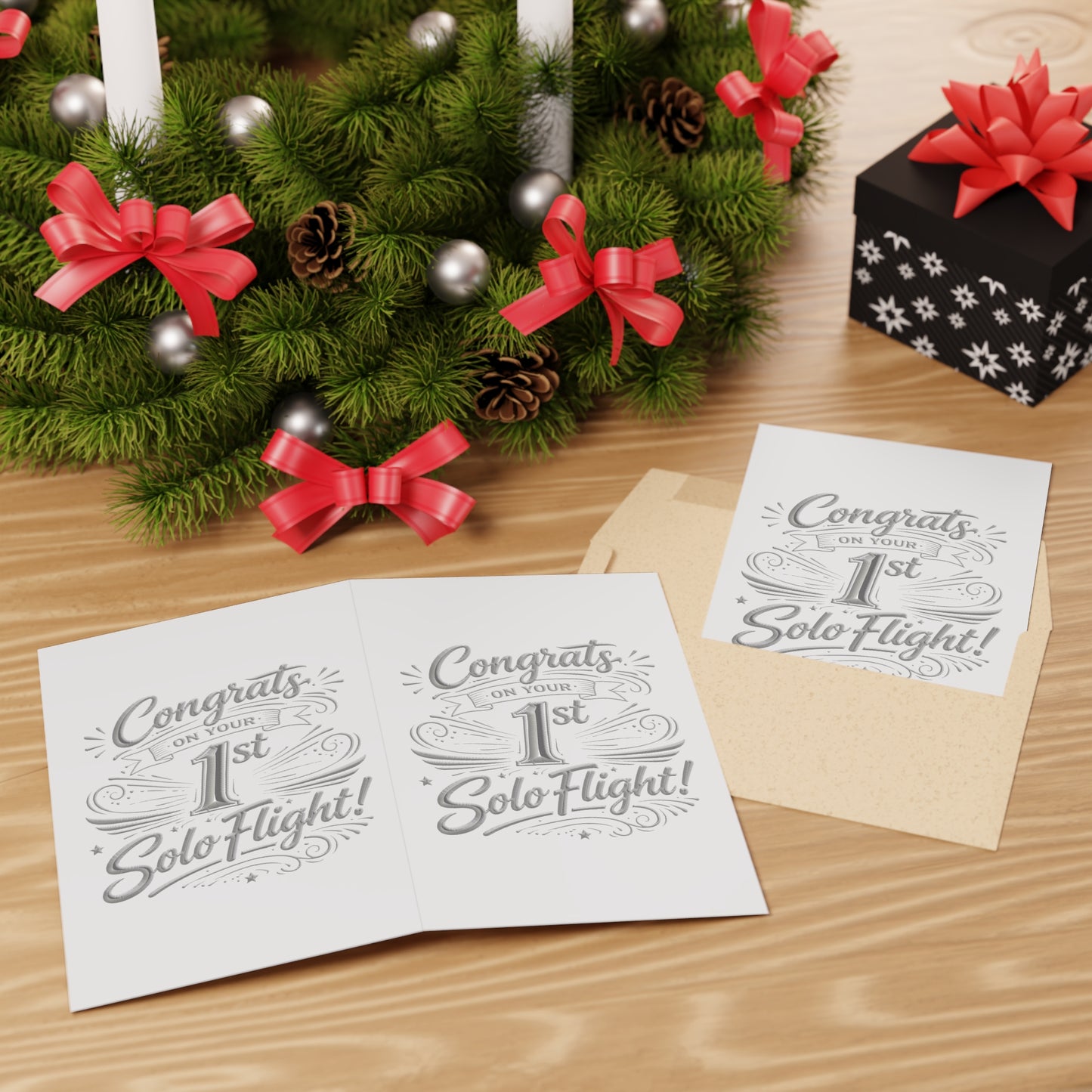 Congrats on your 1st Solo Flight! pack of 10 postcards (v3. silver)