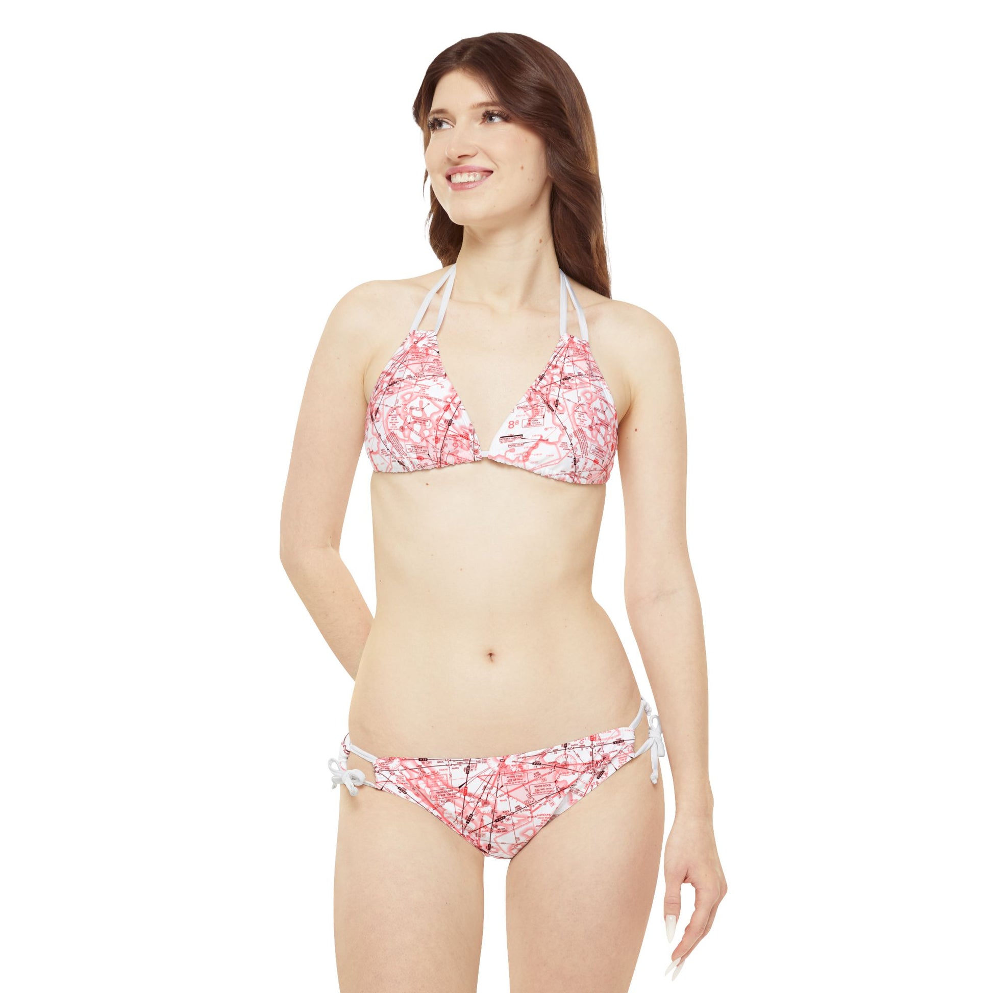 Enroute Low Altitude (ELUS1) Chart strappy bikini set (red&white)