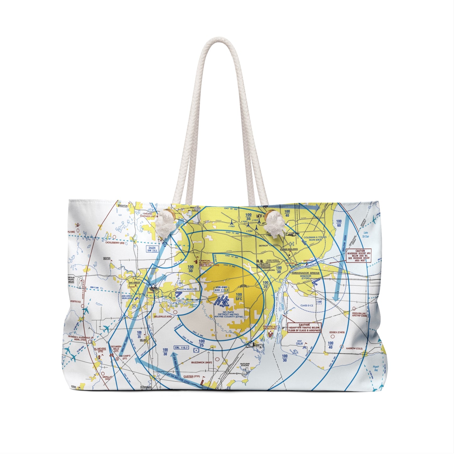 Aeronautical Chart weekender tote bag (KDTW Flyway Chart)