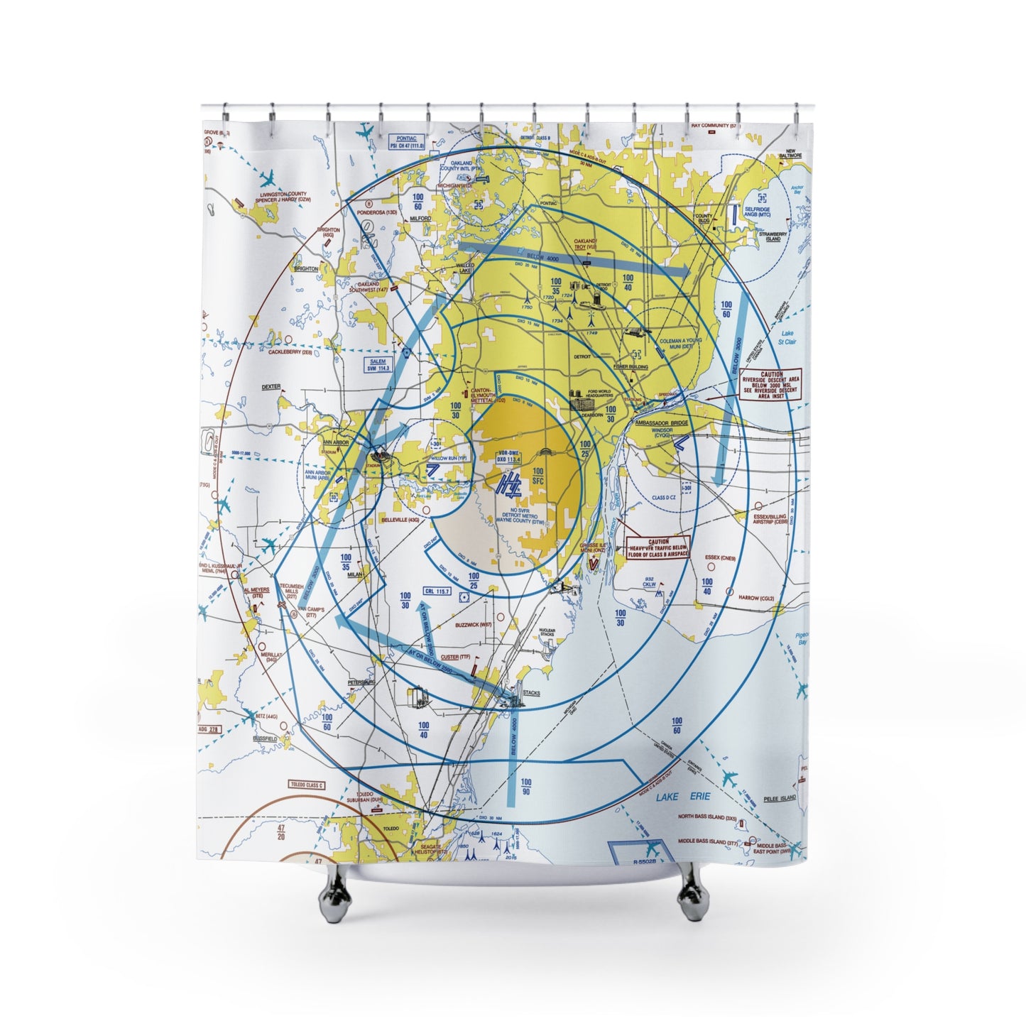 Aeronautical Chart shower curtain (KDTW/Flyway)