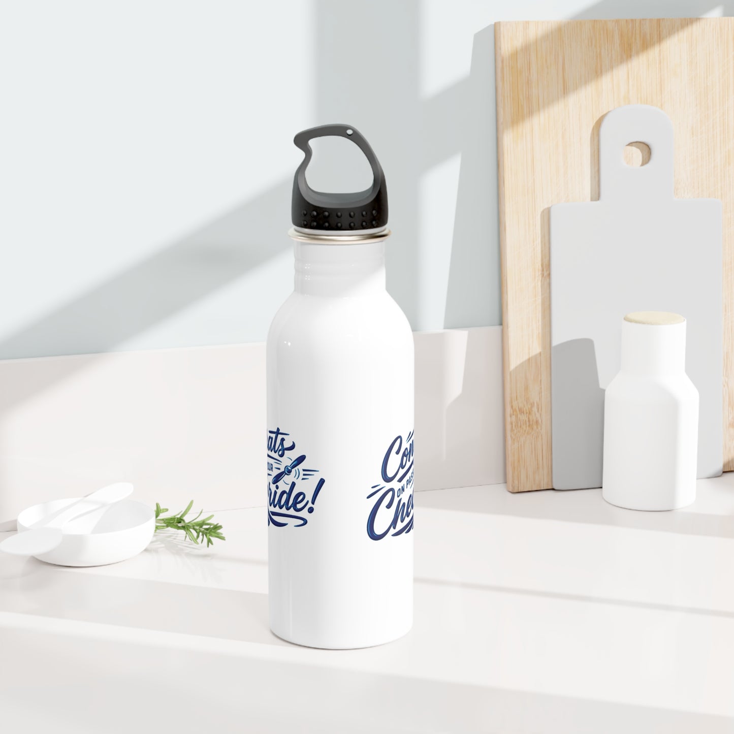 Congrats on passing your checkride! 20 oz. stainless steel water bottle (v4. blue)
