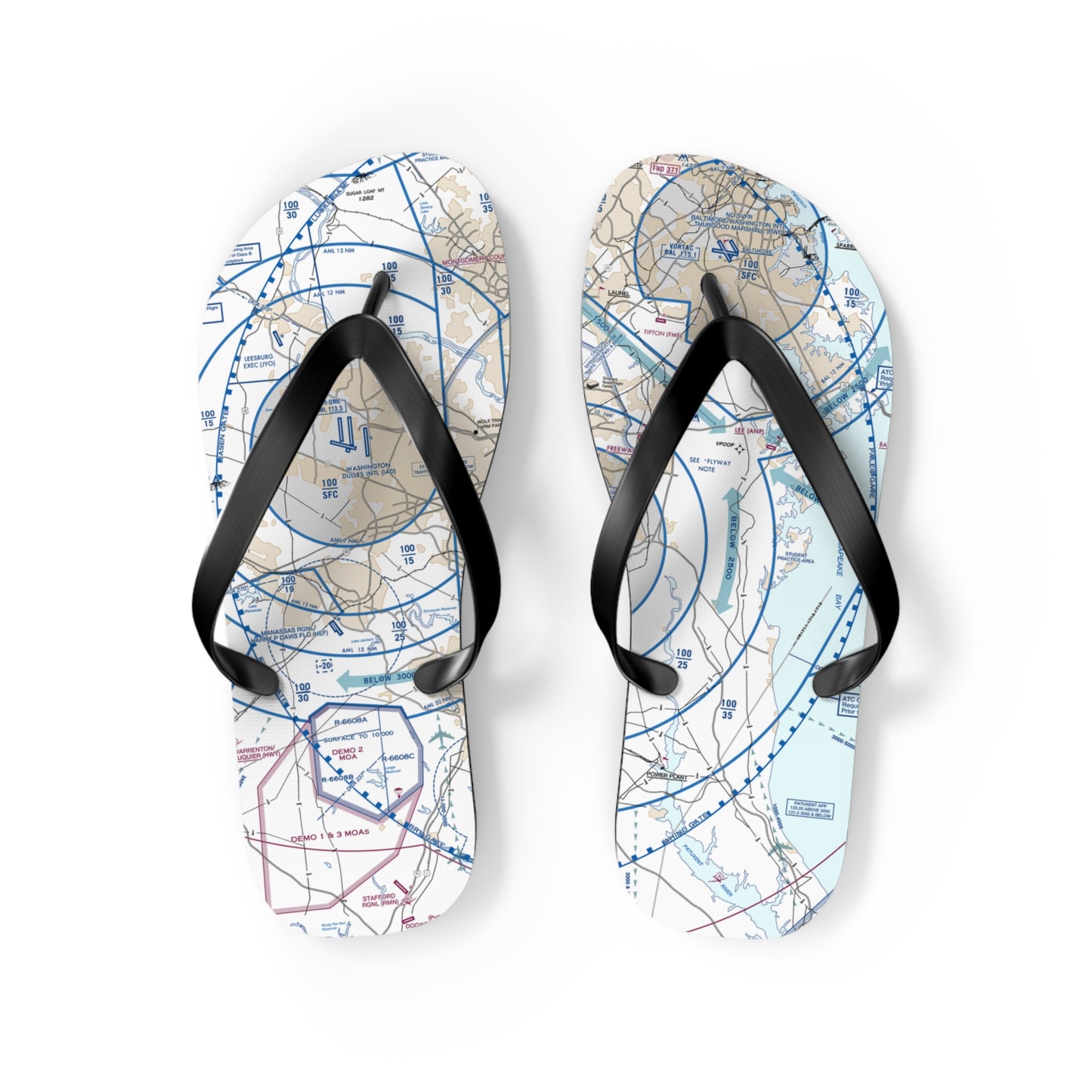 Aeronautical Chart Flip-Flops (BWI Flyway Chart)
