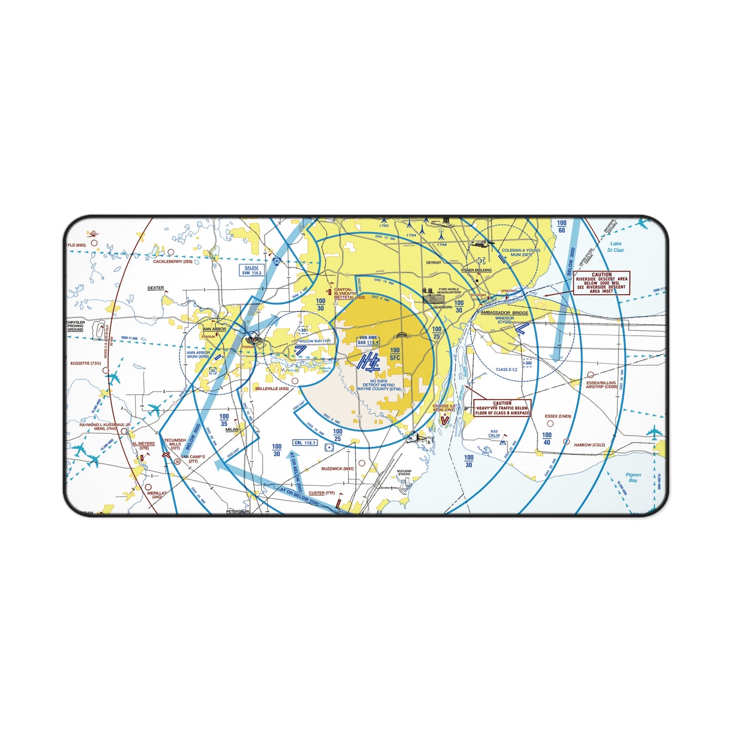 Detroit Flyway Chart desk mat