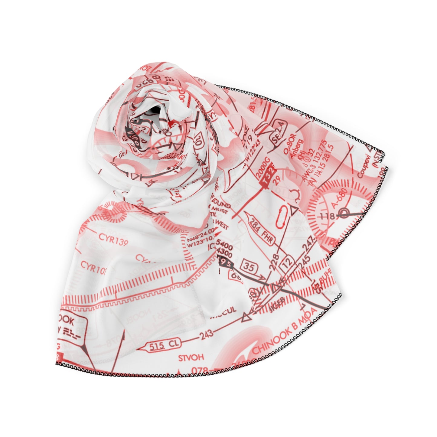 Enroute Low Altitude Chart (red&white) poly scarf