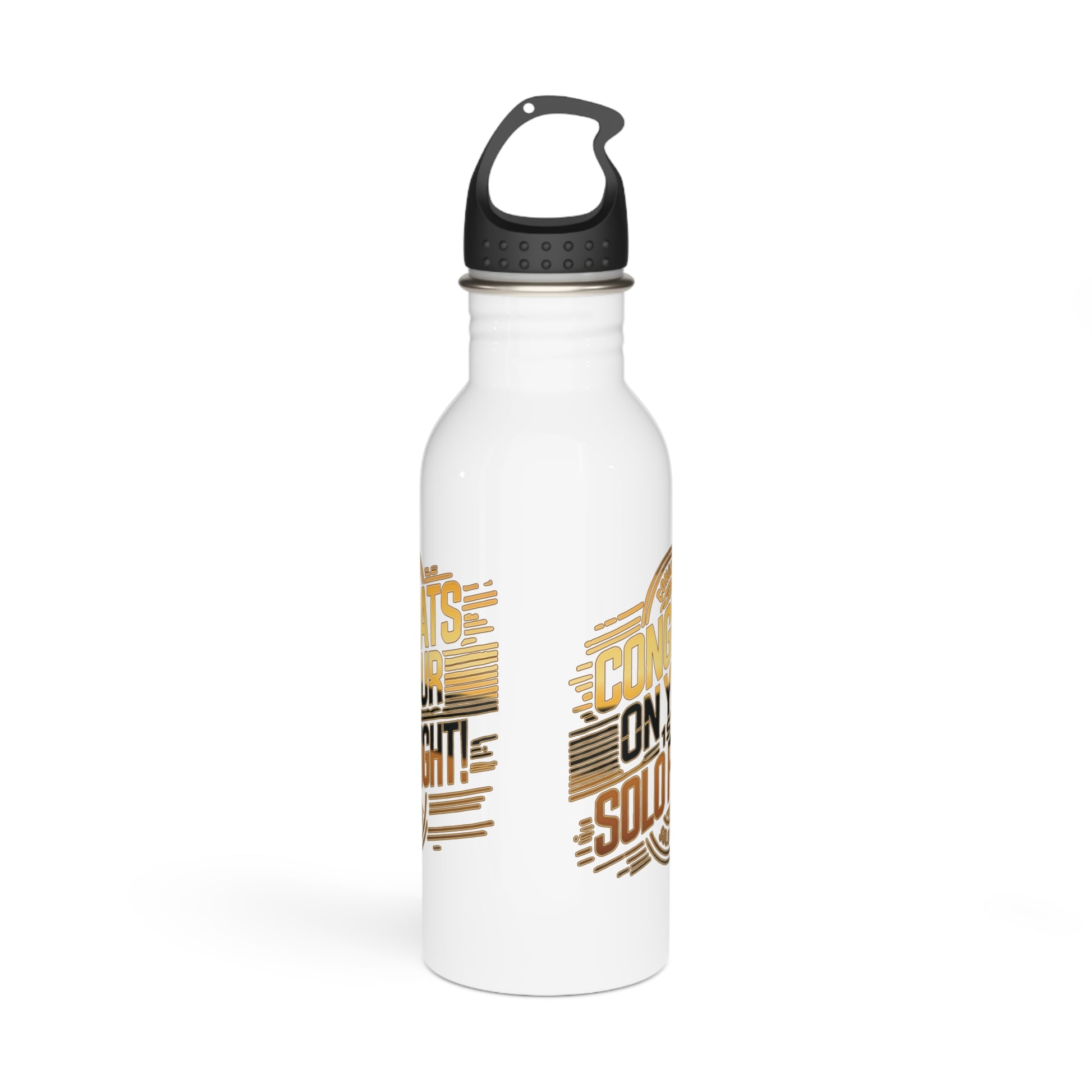 Congrats on your 1st Solo Flight! 20 oz. stainless steel water bottle (v2. gold)
