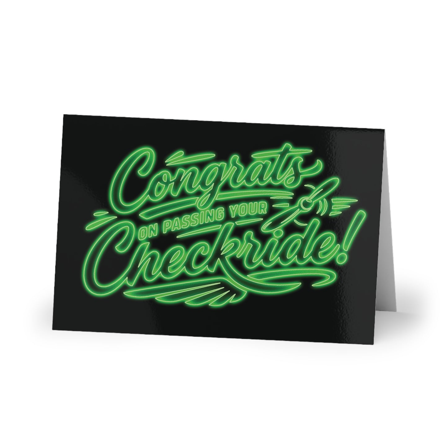 Congrats on passing your checkride! pack of 10 postcards (v4. green)