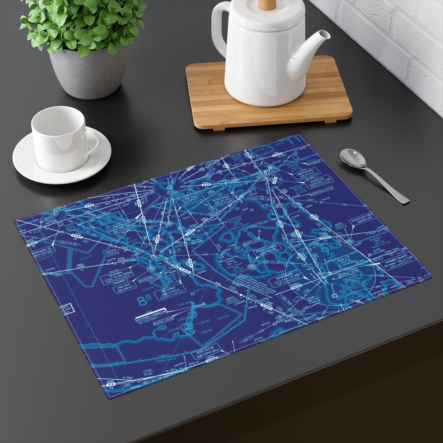 Enroute Low Altitude Chart (ELUS1) kitchen placemat (blue)