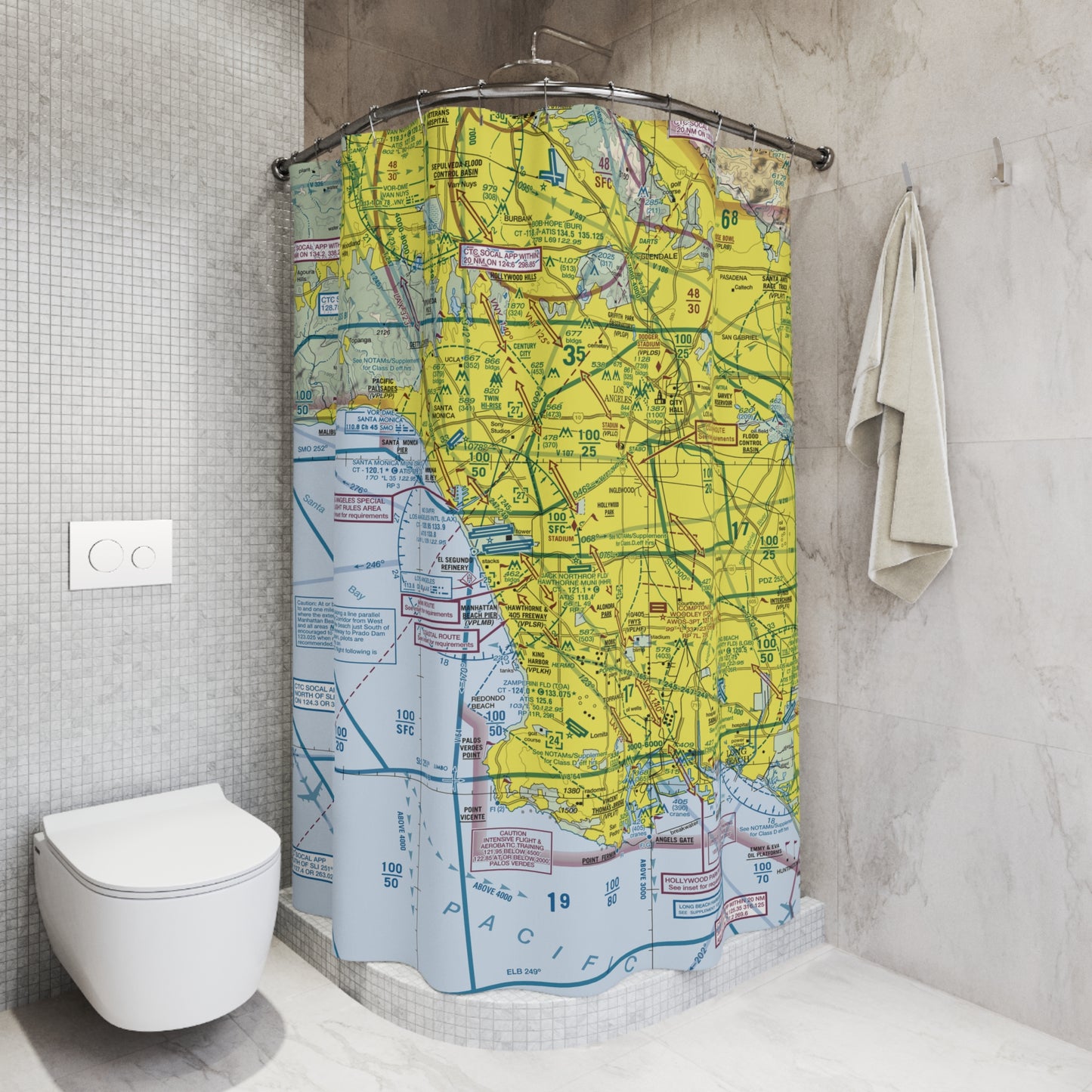 Aeronautical Chart shower curtain (KLAX/TAC)