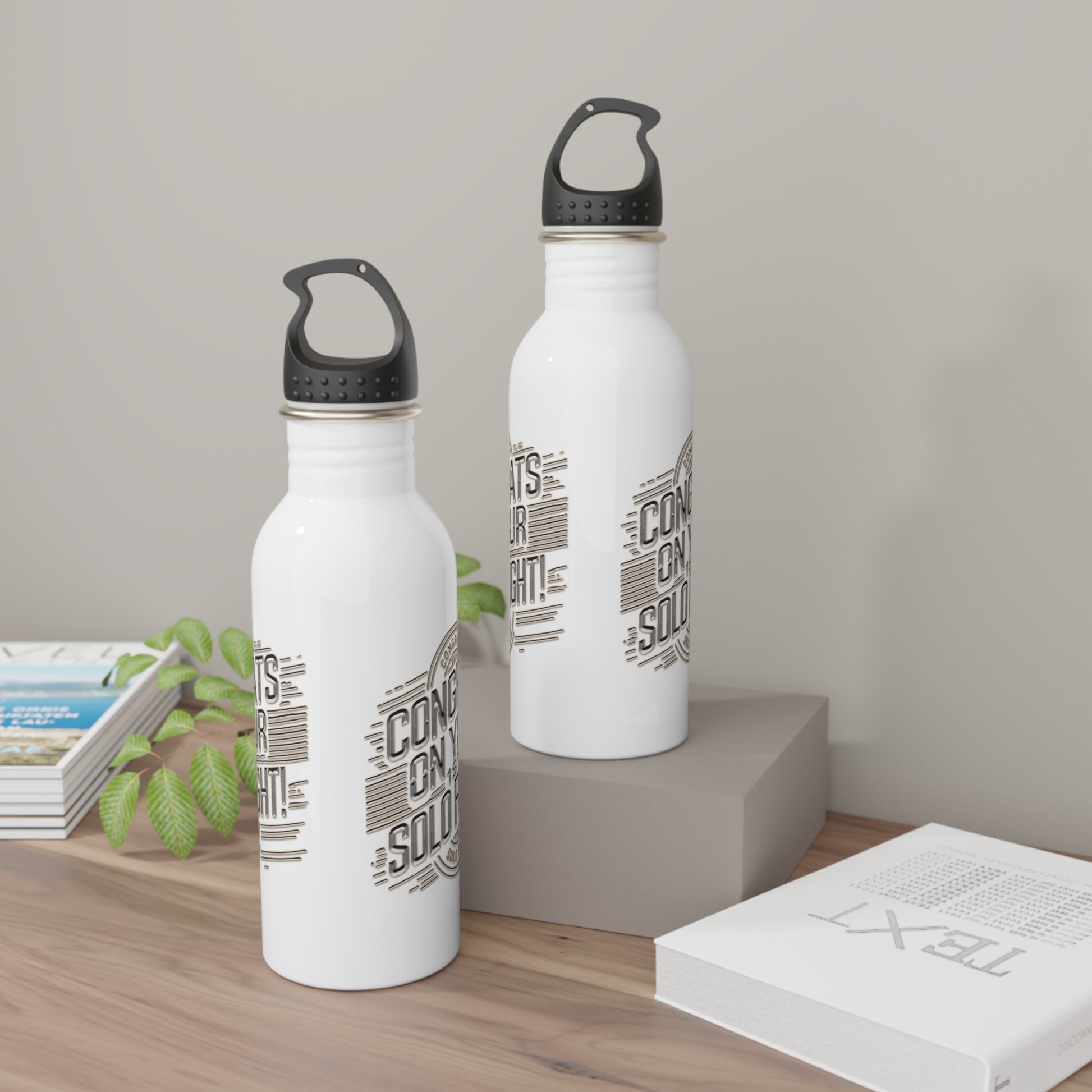Congrats on your 1st Solo Flight! 20 oz. stainless steel water bottle (v2. silver)