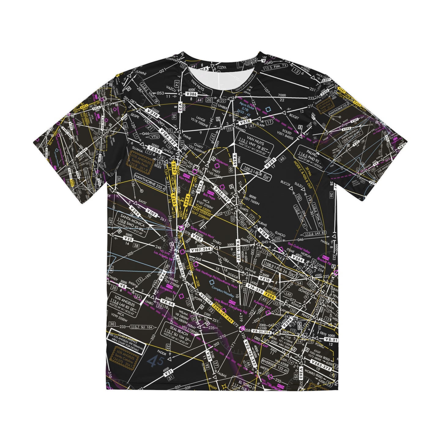 LAX Enroute Low Altitude Chart (invert) men's polyester shirt