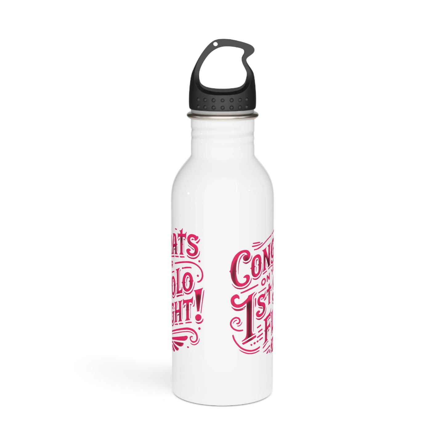 Congrats on your 1st Solo Flight! 20 oz. stainless steel water bottle (v1. pink)