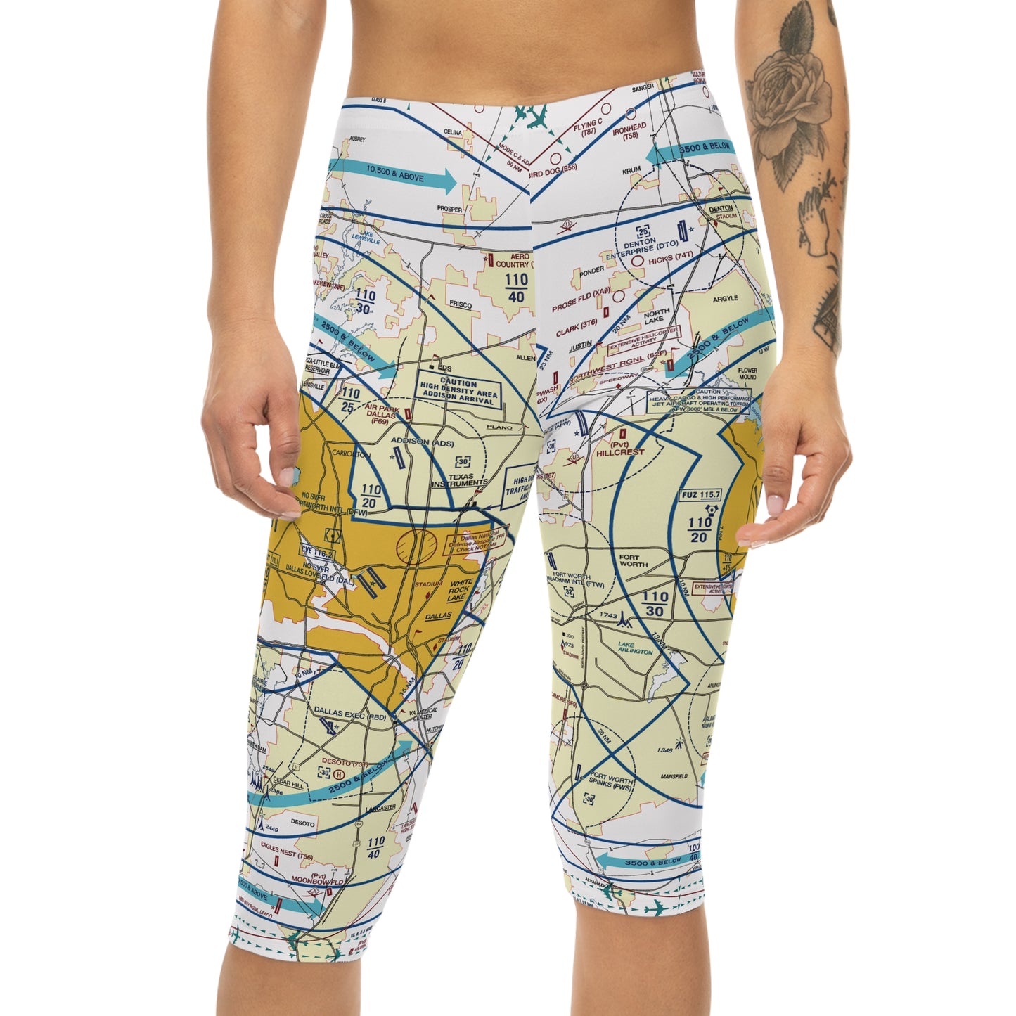 Dallas - Ft. Worth Flyway Chart capri leggings