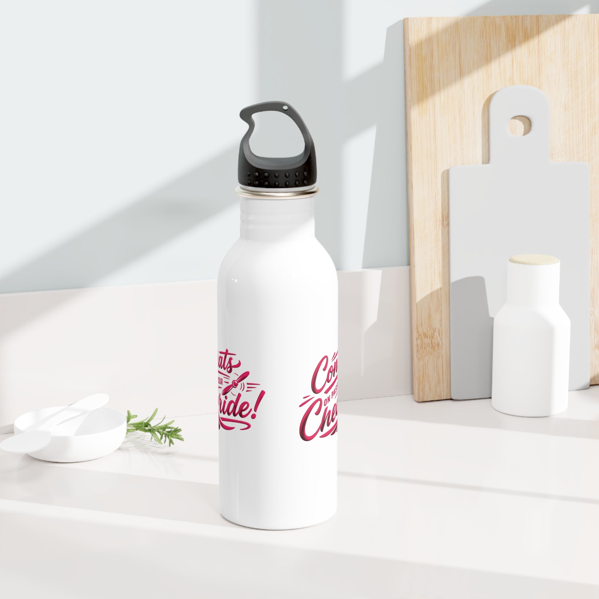 Congrats on passing your checkride! 20 oz. stainless steel water bottle (v4. pink)