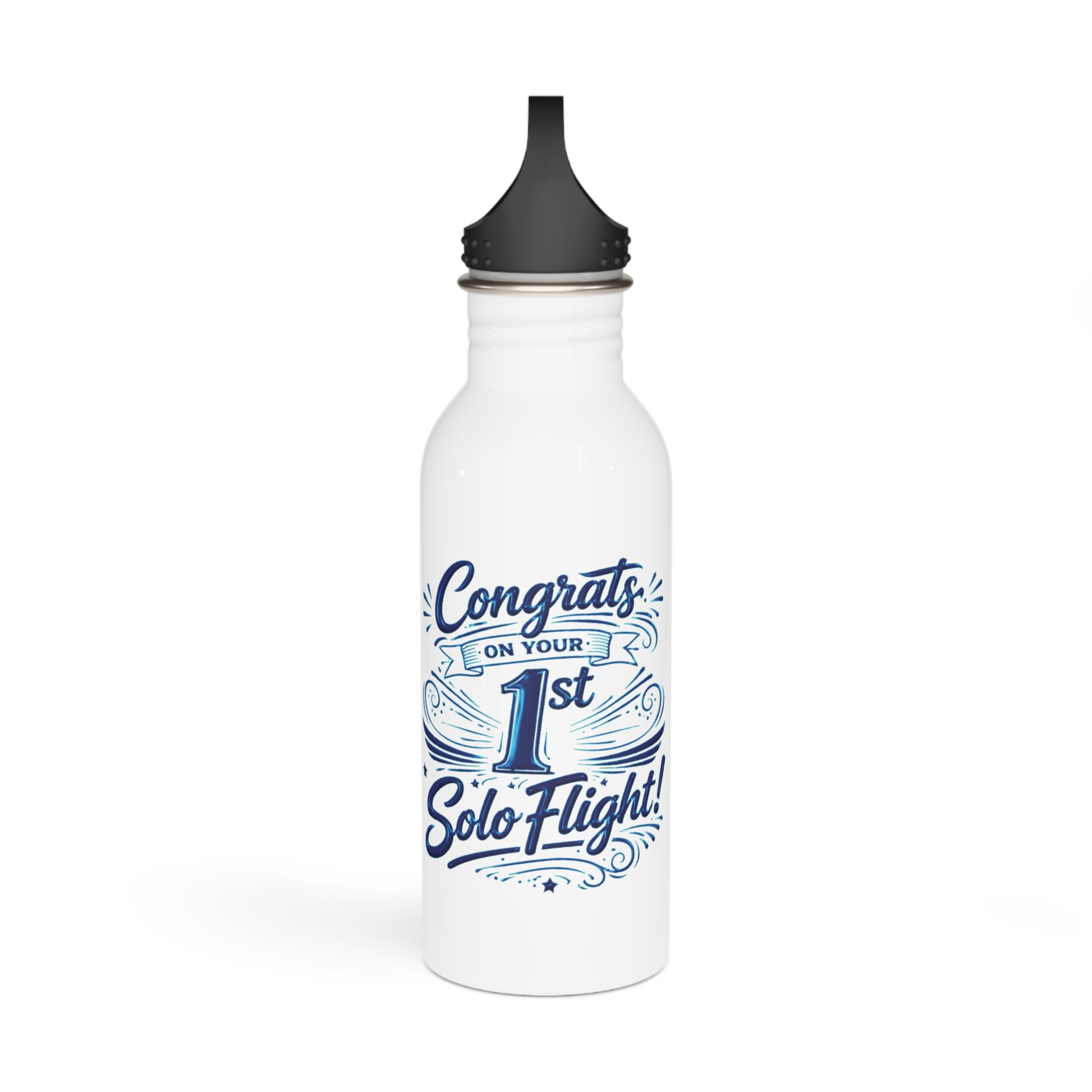 Congrats on your 1st Solo Flight! 20 oz. stainless steel water bottle (v3. blue)
