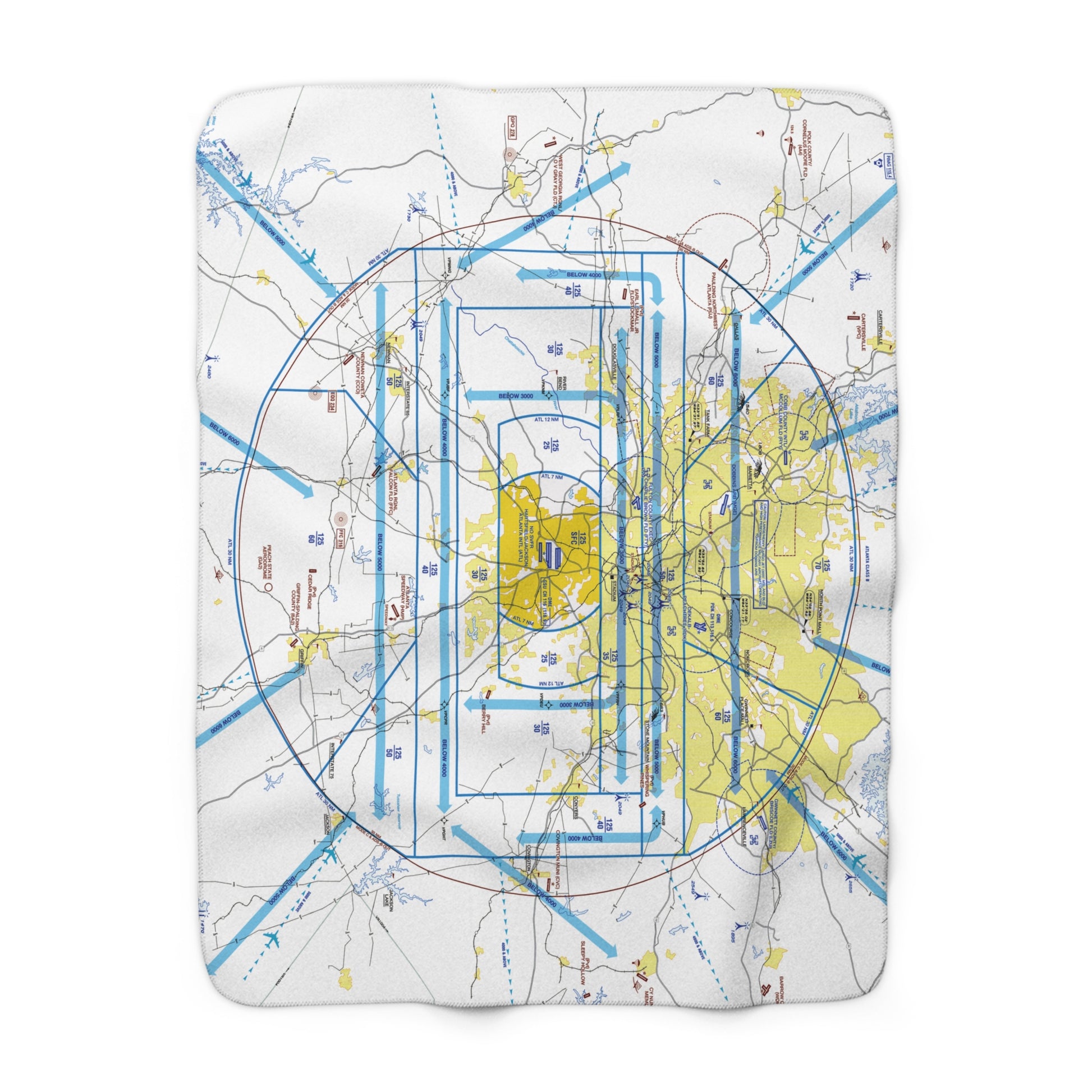 Atlanta Flyway Chart sherpa fleece blanket
