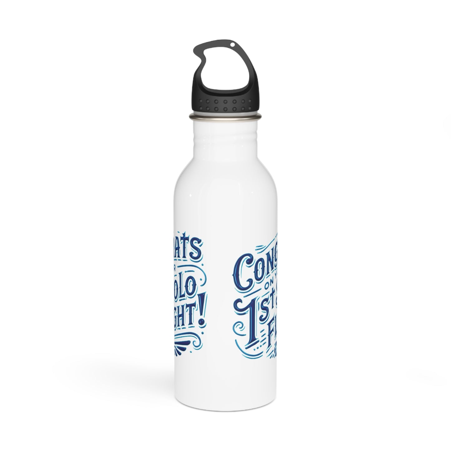 Congrats on your 1st Solo Flight! 20 oz. stainless steel water bottle (v1. blue)
